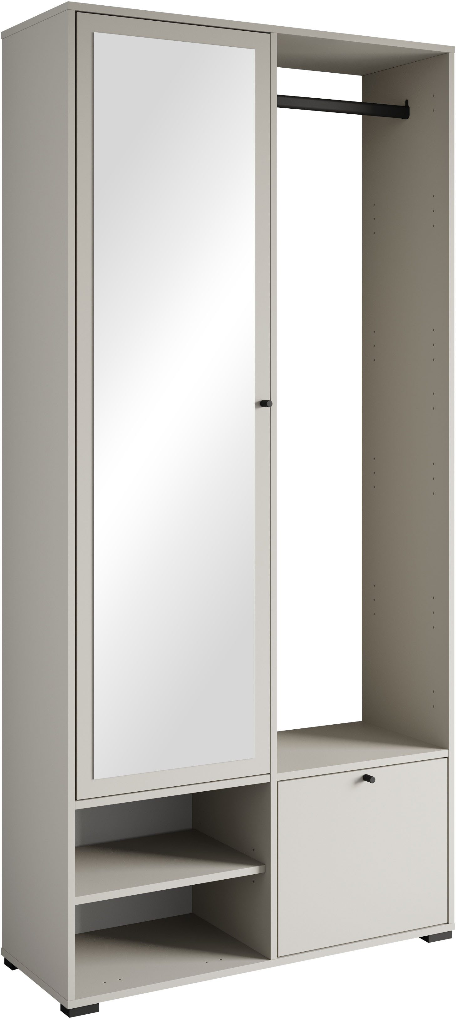 Home affaire Garderobenschrank DINO Kompaktgarderobe, Garderoben-Set DINO Mit Spiegel und Kleiderstange, 90 cm breit, Türanschlag wechselbar
