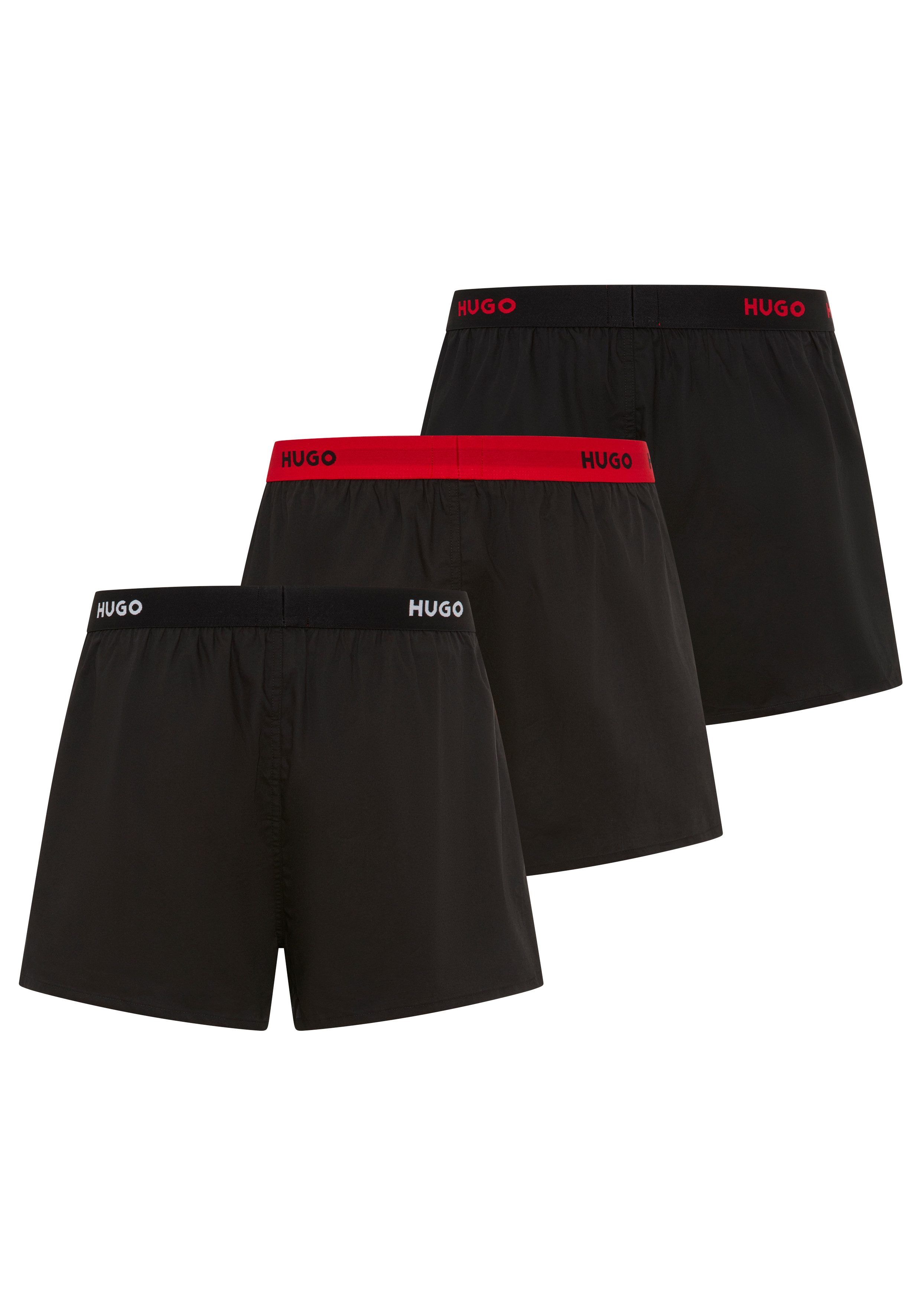 HUGO Webboxer WOVEN BOXER TR (Packung, 3-St., 3er-Pack) Webboxer mit HUGO Schriftzug