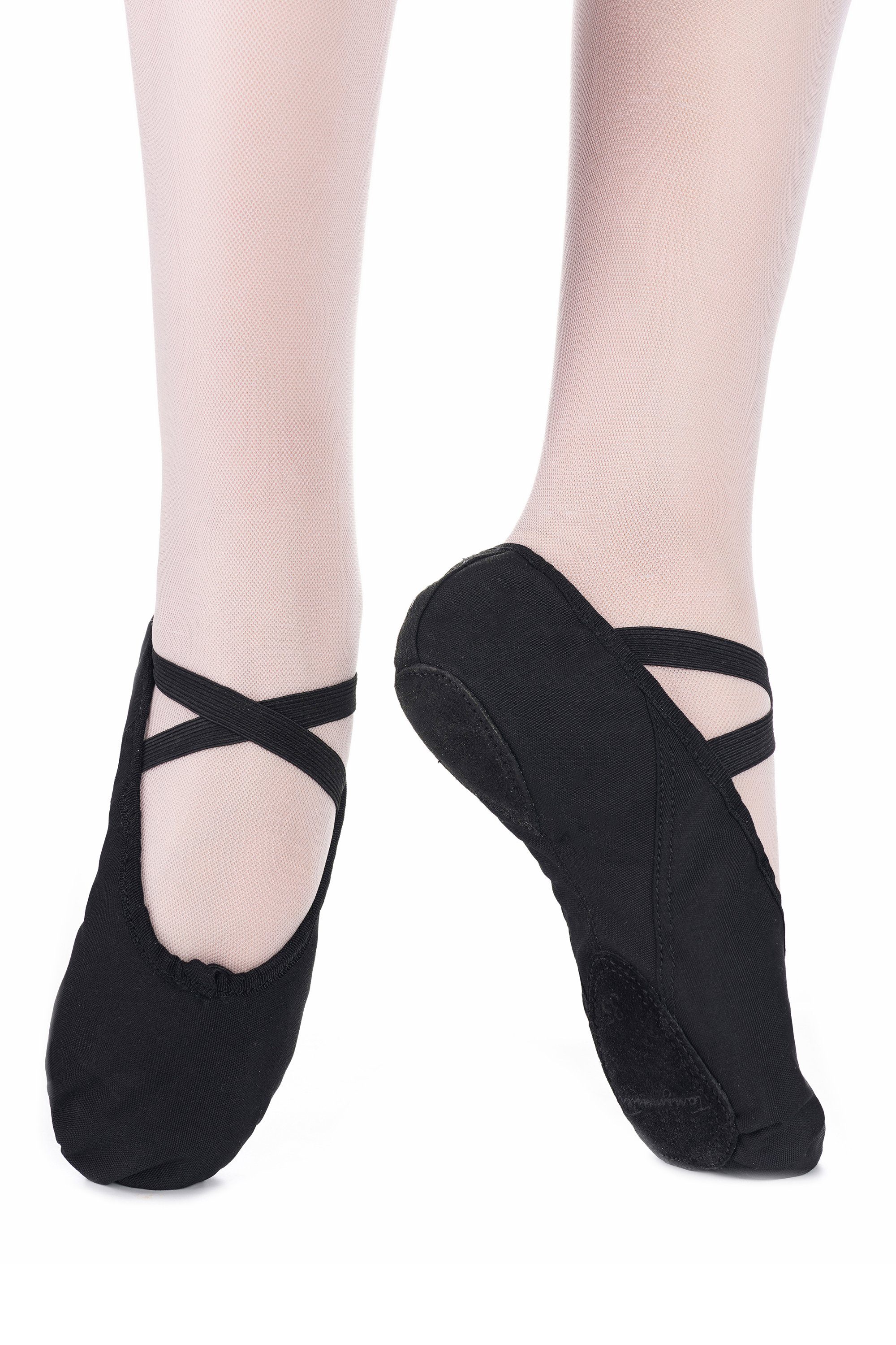 tanzmuster Ballettschuhe Charlie mit geteilter Ledersohle Tanzschuh Ballettschläppchen für Mädchen – Bild 4 von 5