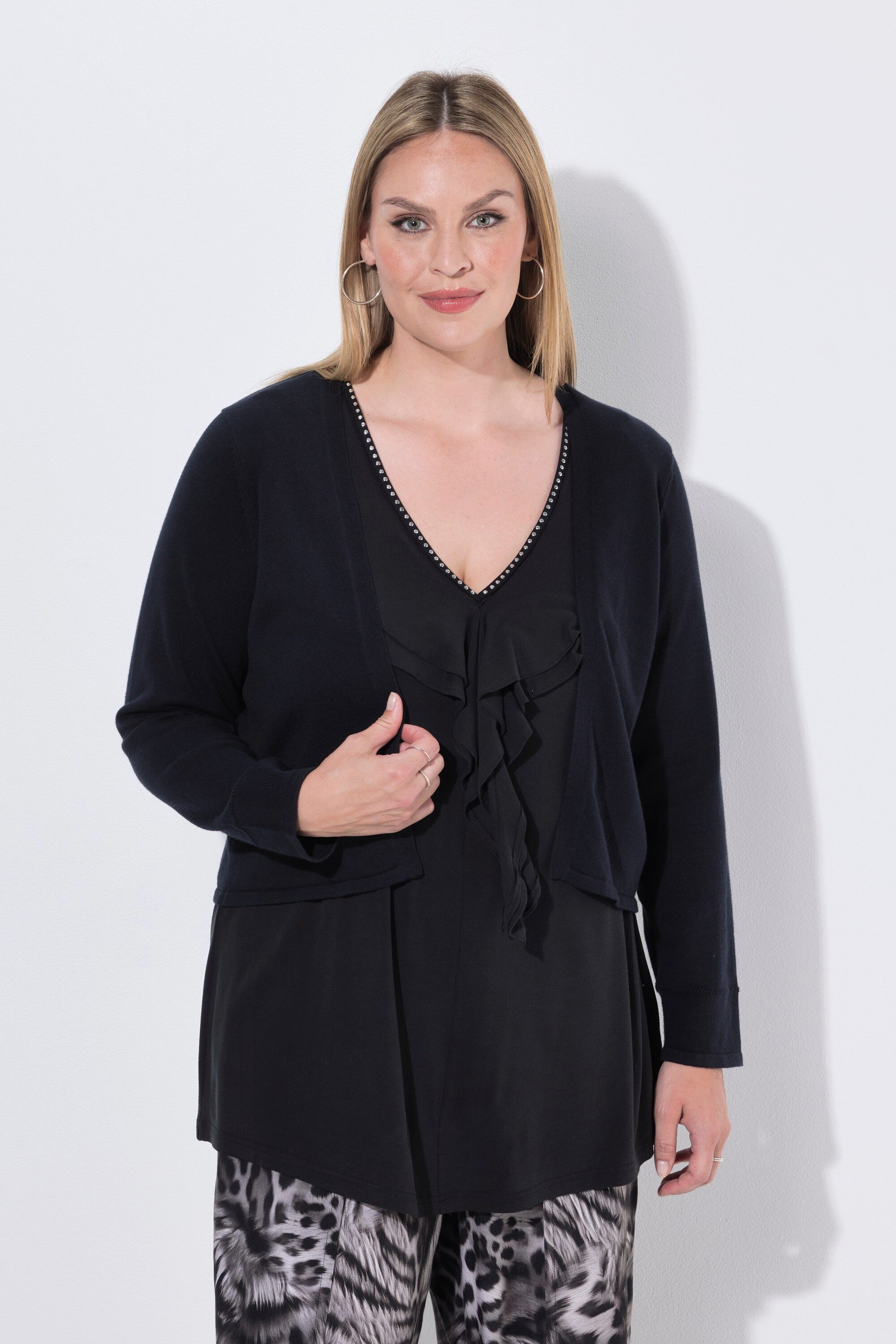 MIAMODA Strickjacke Strickjacke Regular Fit offene Form 3/4-Ärmel