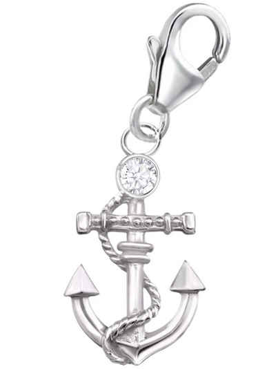 Goldene Hufeisen Charm Anker Zirkonia Anker Charm Anhänger für Bettelarmband aus 925 Silber (1 Stück, inkl. Etui), für Gliederarmband oder Halskette
