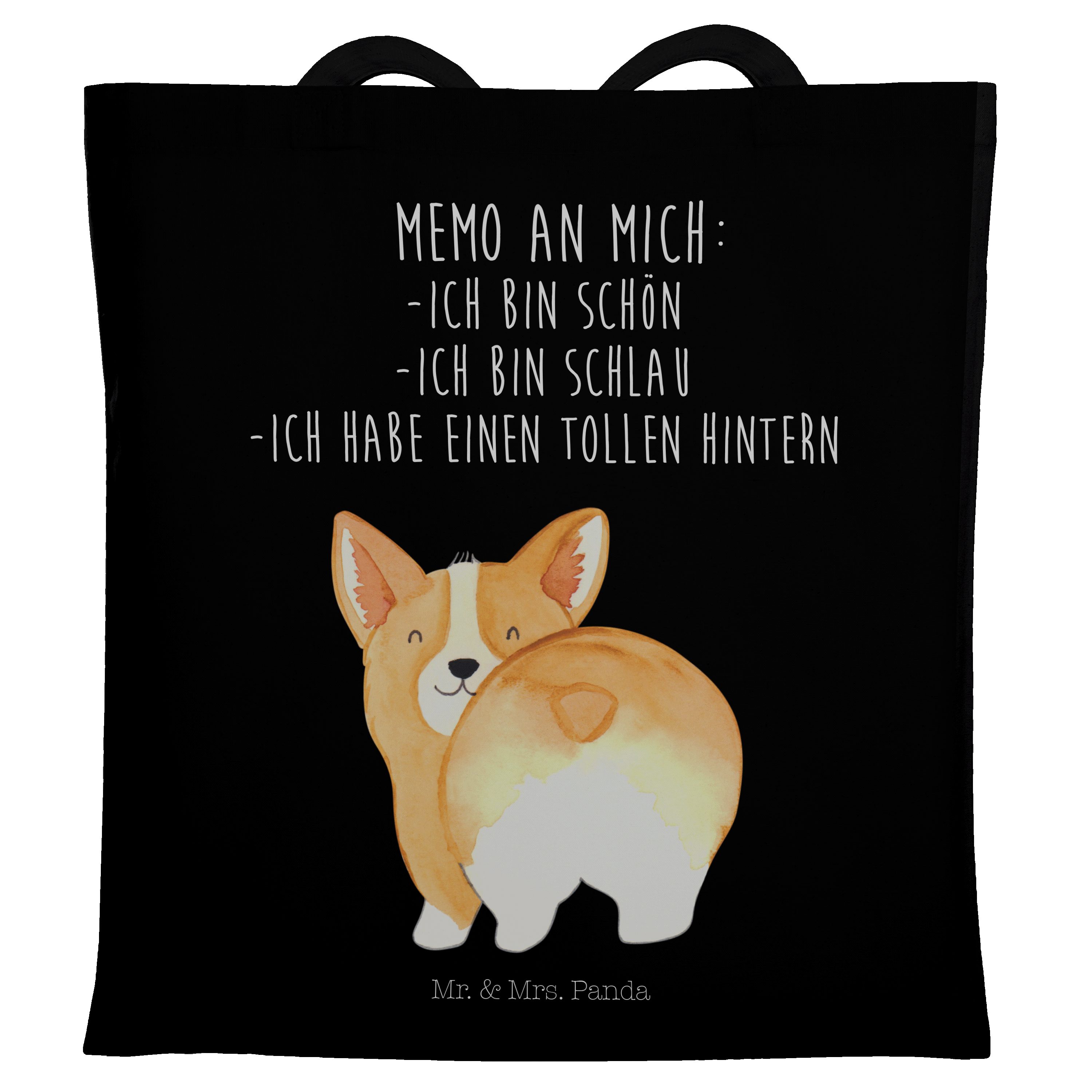 Mr. & Mrs. Panda Tragetasche Corgie Po - Schwarz - Geschenk, Hundebesitzer, Tierliebhaber, Wauwau, (1-tlg)