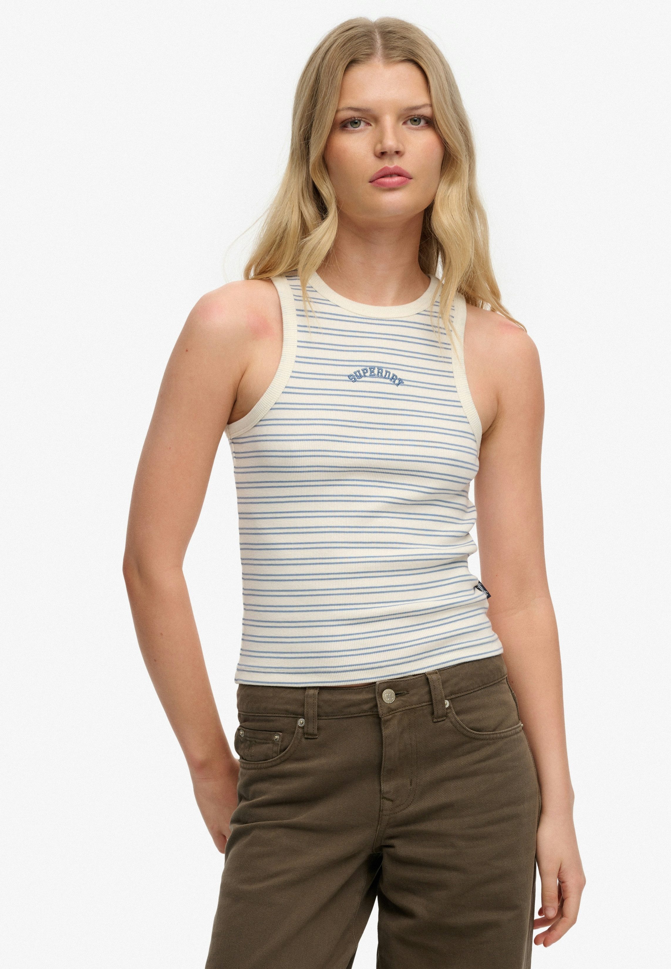 Superdry Tanktop ESSENTIAL LOGO STR RACER VEST aus Baumwollmischung, Regular Fit, mit elastischen Eigenschaften