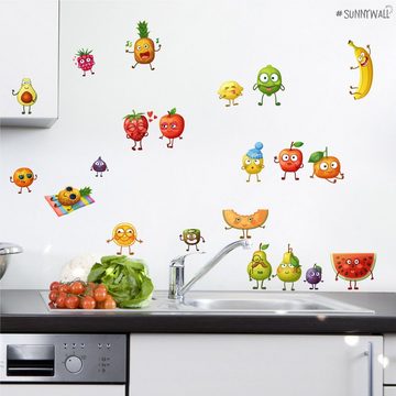 Sunnywall Wandtattoo Comic Fruits Wandsticker für Küche od. Kinderzimmer