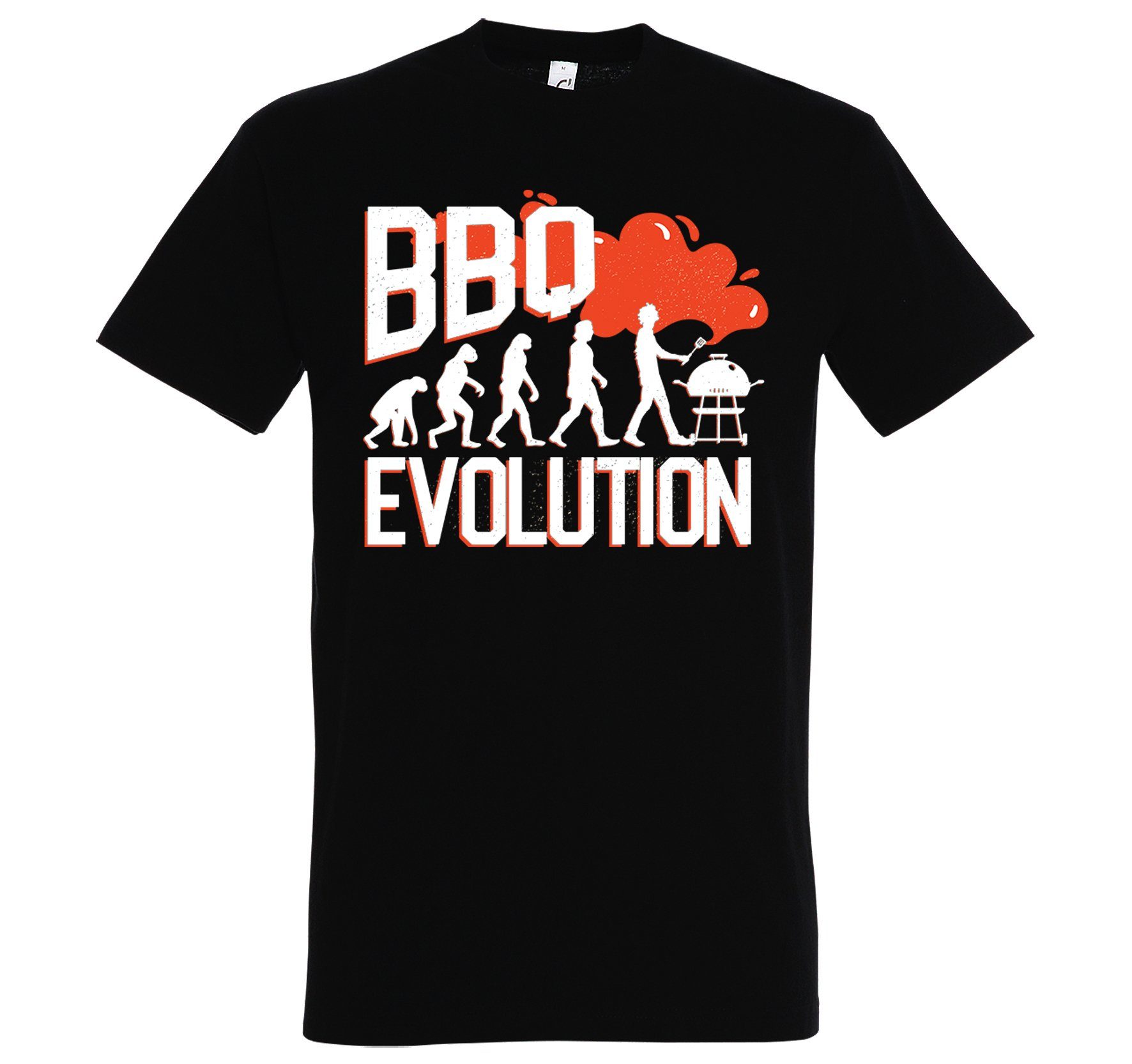 Shirt Grillen Evolution Youth lustigem Designz mit Herren Schwarz BBQ Frontprint T-Shirt