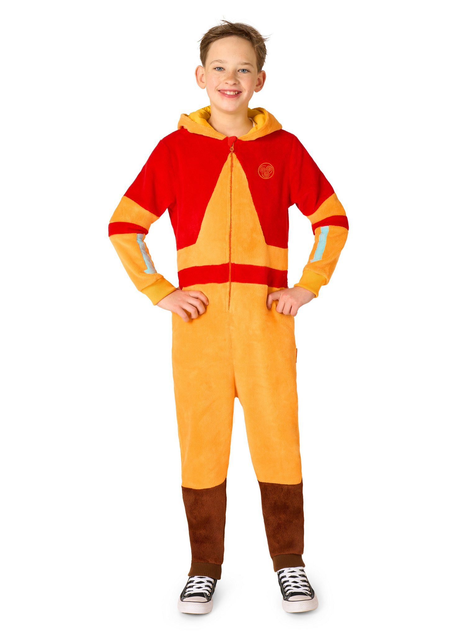 Opposuits Kostüm Aang Onesie für Kinder, Als Herr der Elemente kann man es sich auch mal gemütlich machen!