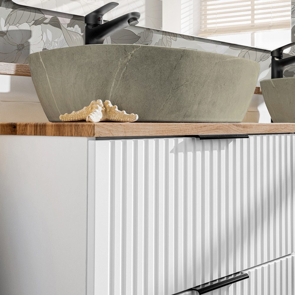 Lomadox Badmöbel-Set ADELAIDE-56-WHITE, (Spar-Set, 2-St), matt weiß LED-Spi günstig online kaufen