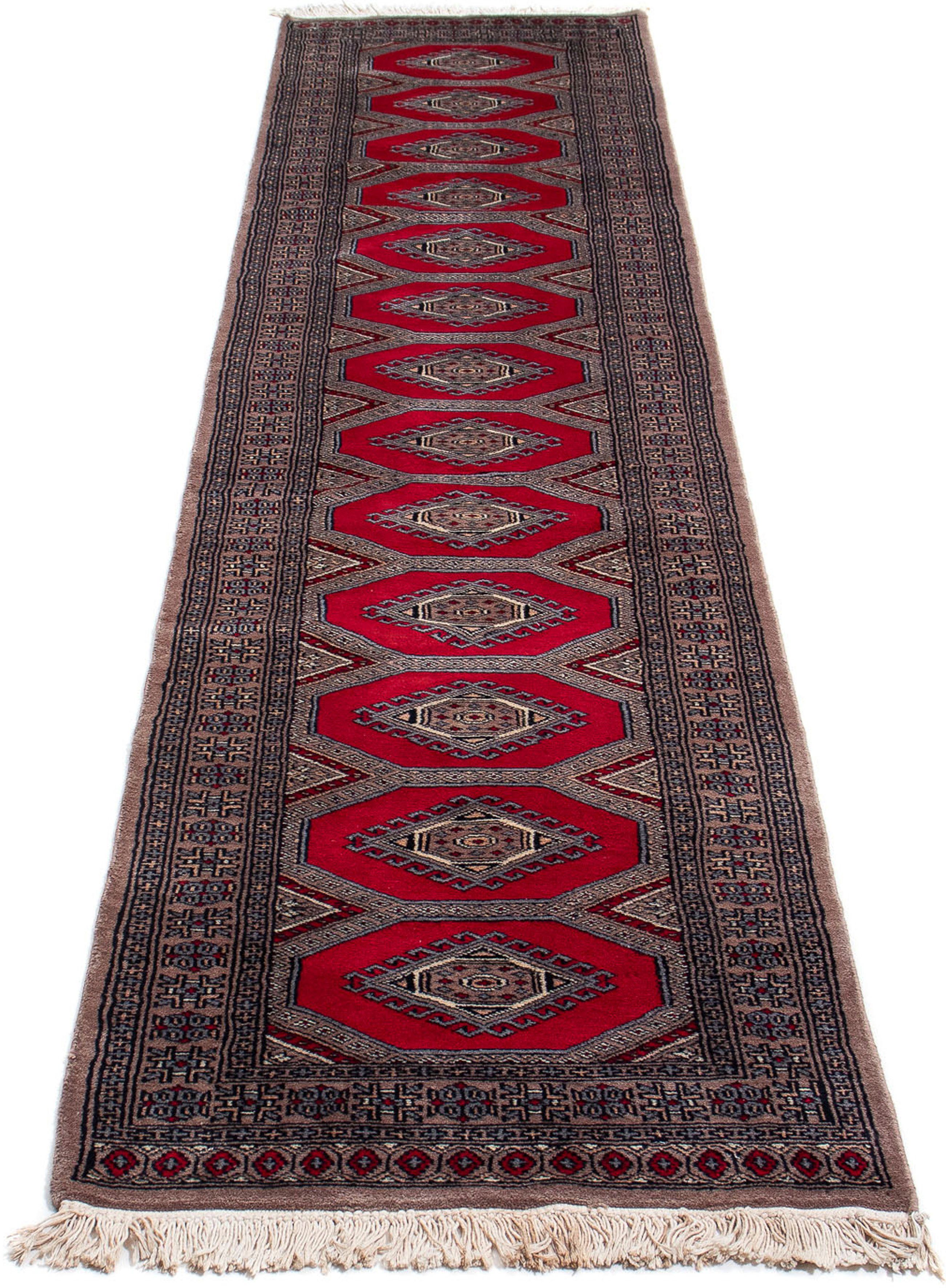 Orientteppich Afghan - Buchara - 314 x 62 cm - dunkelrot, morgenland, rechteckig, Höhe: 7 mm, Wohnzimmer, Handgeknüpft, Einzelstück mit Zertifikat