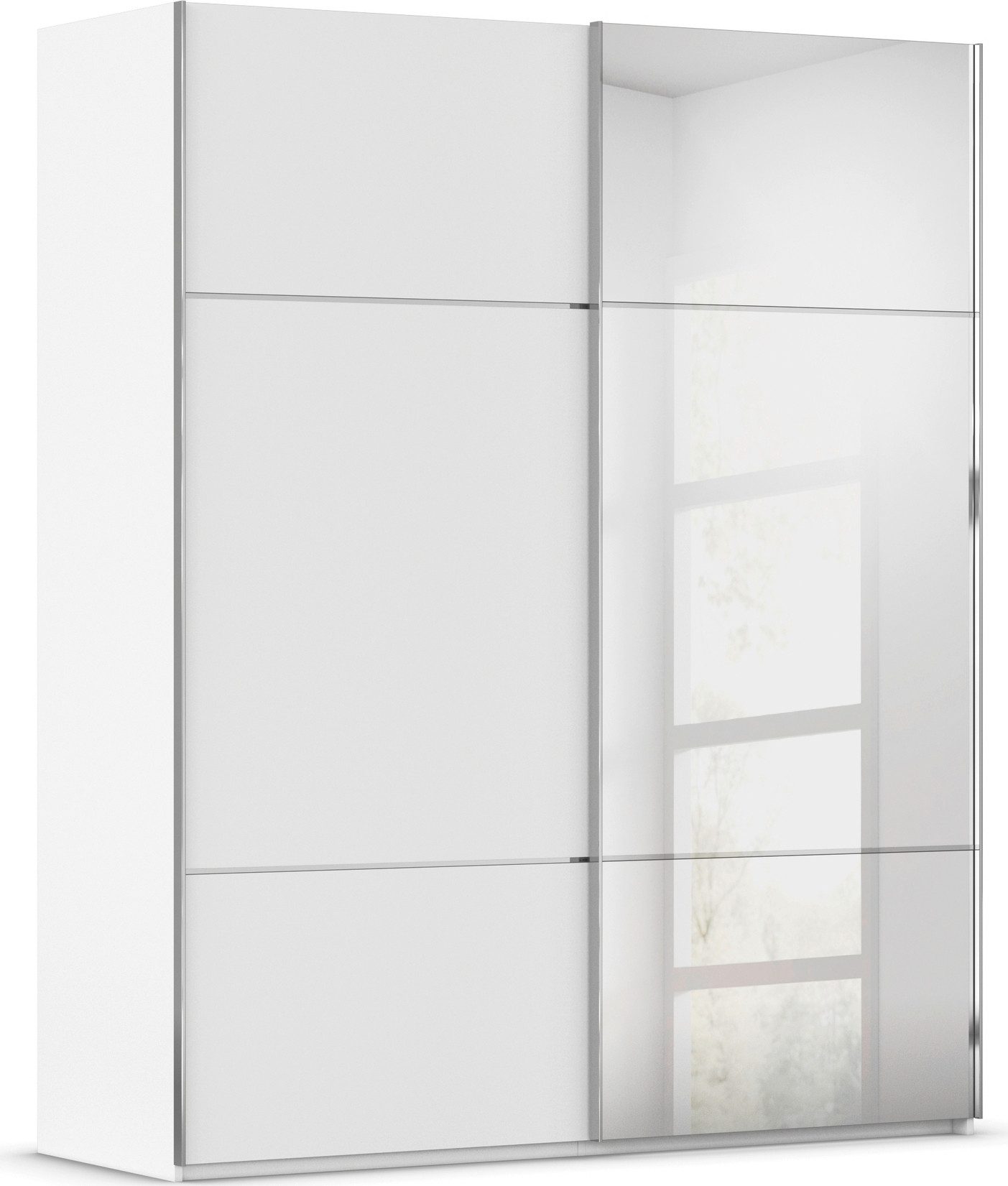 rauch Schwebetürenschrank Kleiderschrank Schrank Garderobe Schlafzimmerschrank SCALE-TRIO edle dreigeteilte Front mit 2 Zierleisten Spiegel/Glas MADE IN GERMANY
