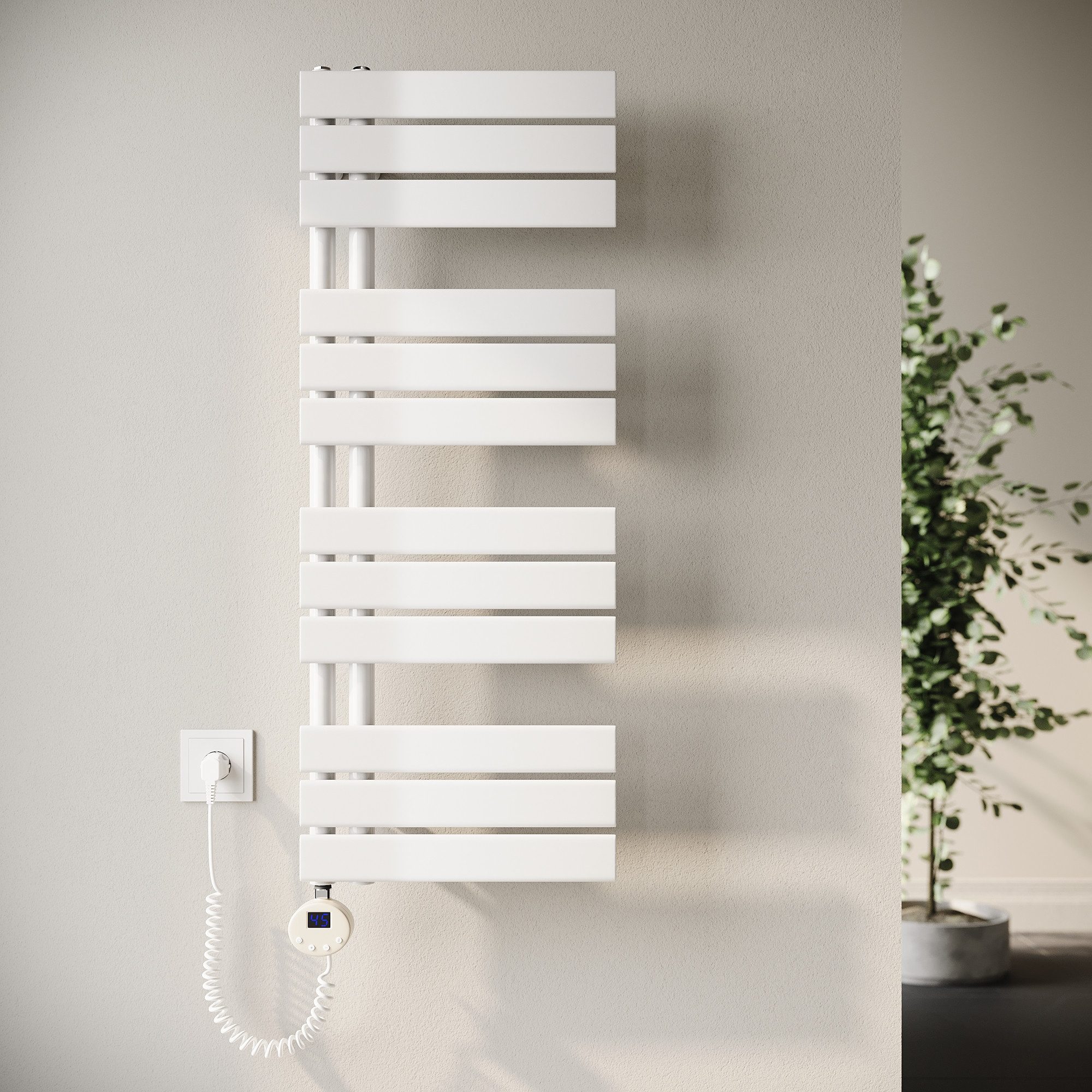 SONNI Designheizkörper Handtuchheizkörper Elektrisch, programmierbarer Zeit und Temperatur