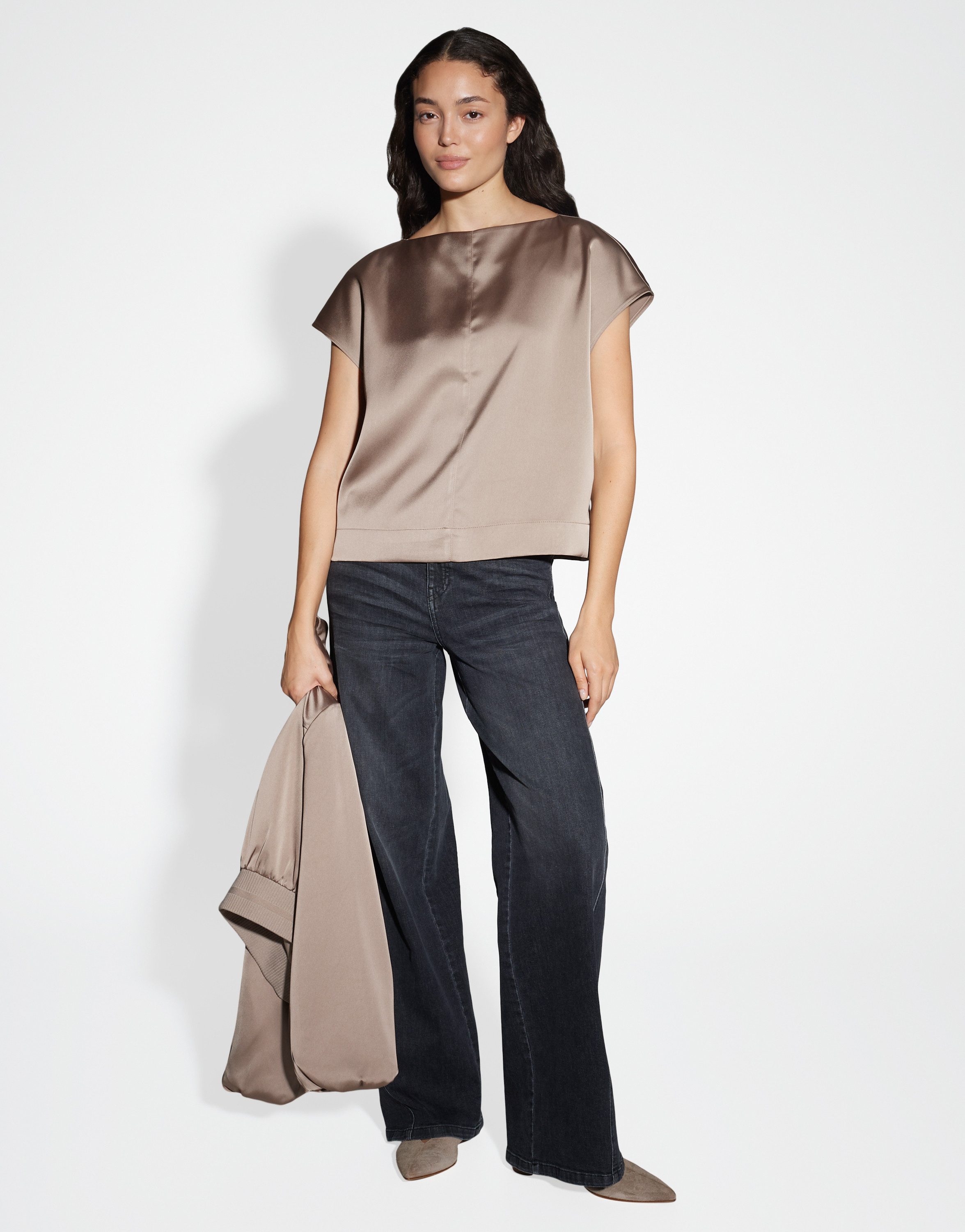 OPUS Satinbluse FESTIVA Regular aus glänzendem Satin