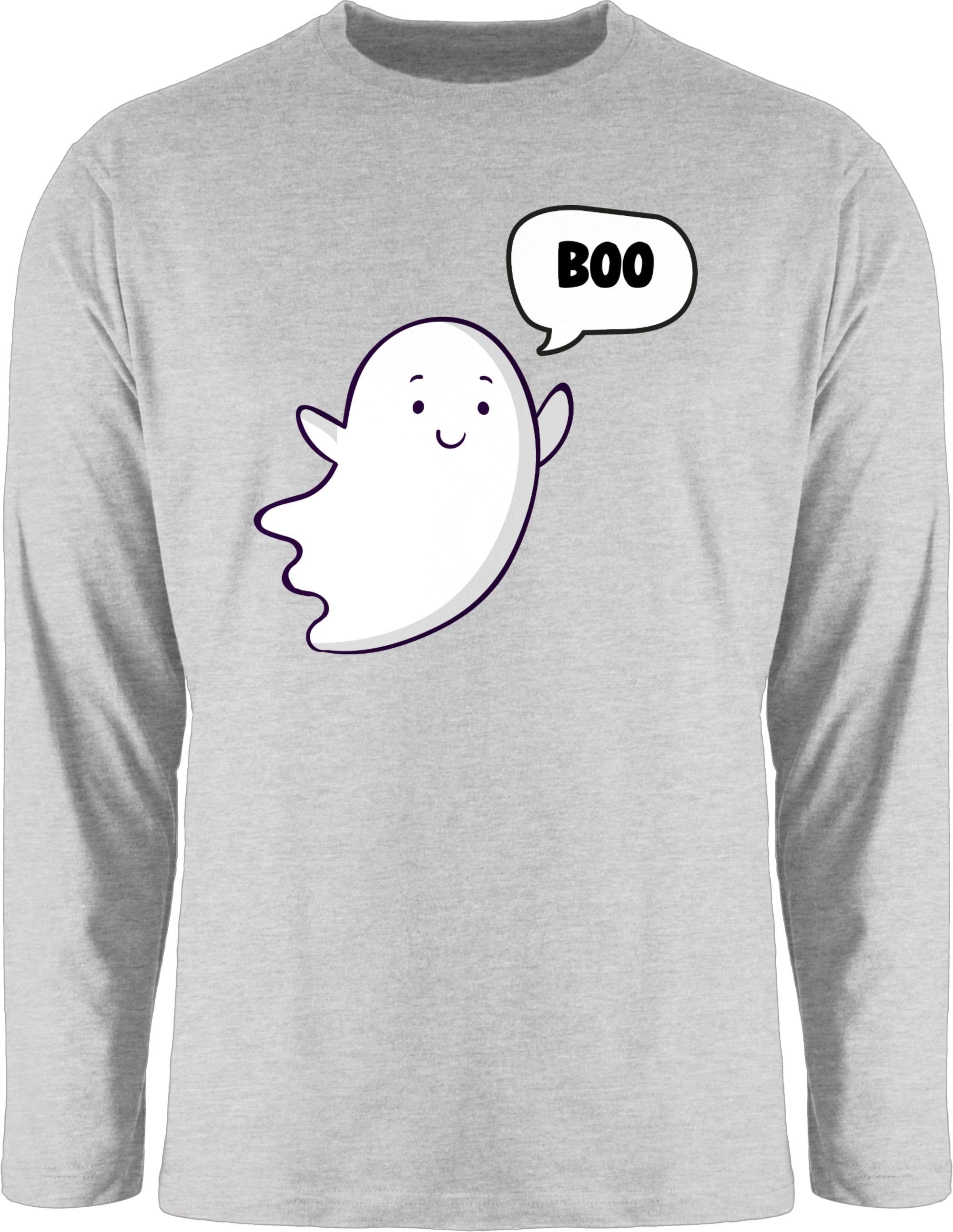 Herren Grau meliert Halloween Rundhalsshirt kleiner Shirtracer Geist Ghost 4 Geister Gespenst Süßer Kostüme