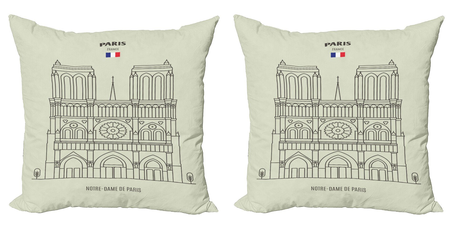 Kissenbezüge Modern Accent Doppelseitiger Digitaldruck, Abakuhaus (2 Stück), Notre Dame De Paris linear-Plakat