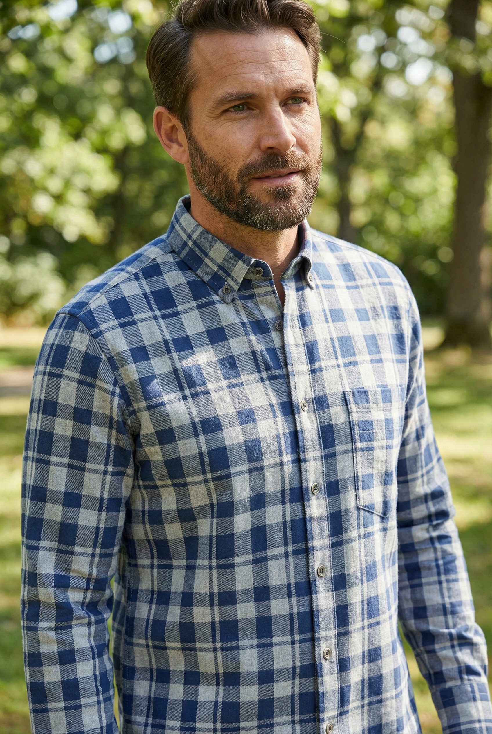 Haupt Langarmhemd Haupt Flanell Modern Fit Langarm Herrenhemd mit Karomuste günstig online kaufen