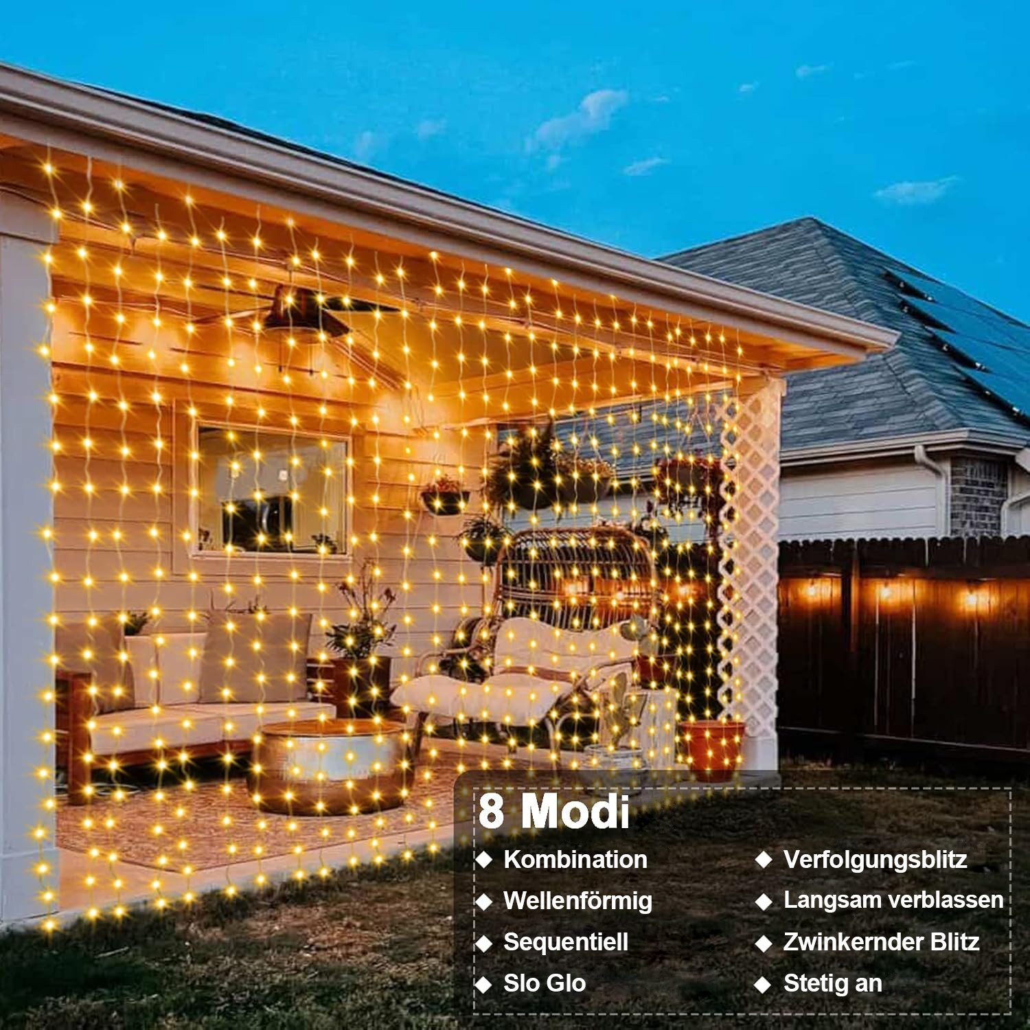 Qualra LED-Lichtervorhang 100/200/300LEDs 8 Modi Lichtervorhang Fenster Inn günstig online kaufen