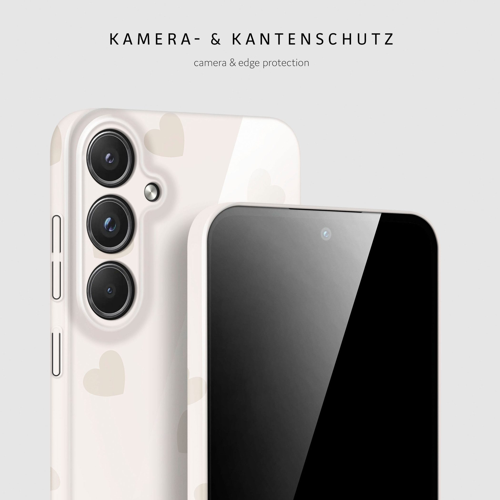ONEFLOW Handyhülle für Samsung Galaxy S20 FE Splash Cover Creme Beige Herzen 6,5 Zoll, Hülle mit Design Muster Designer Case Kameraschutz Handy Schutzhülle