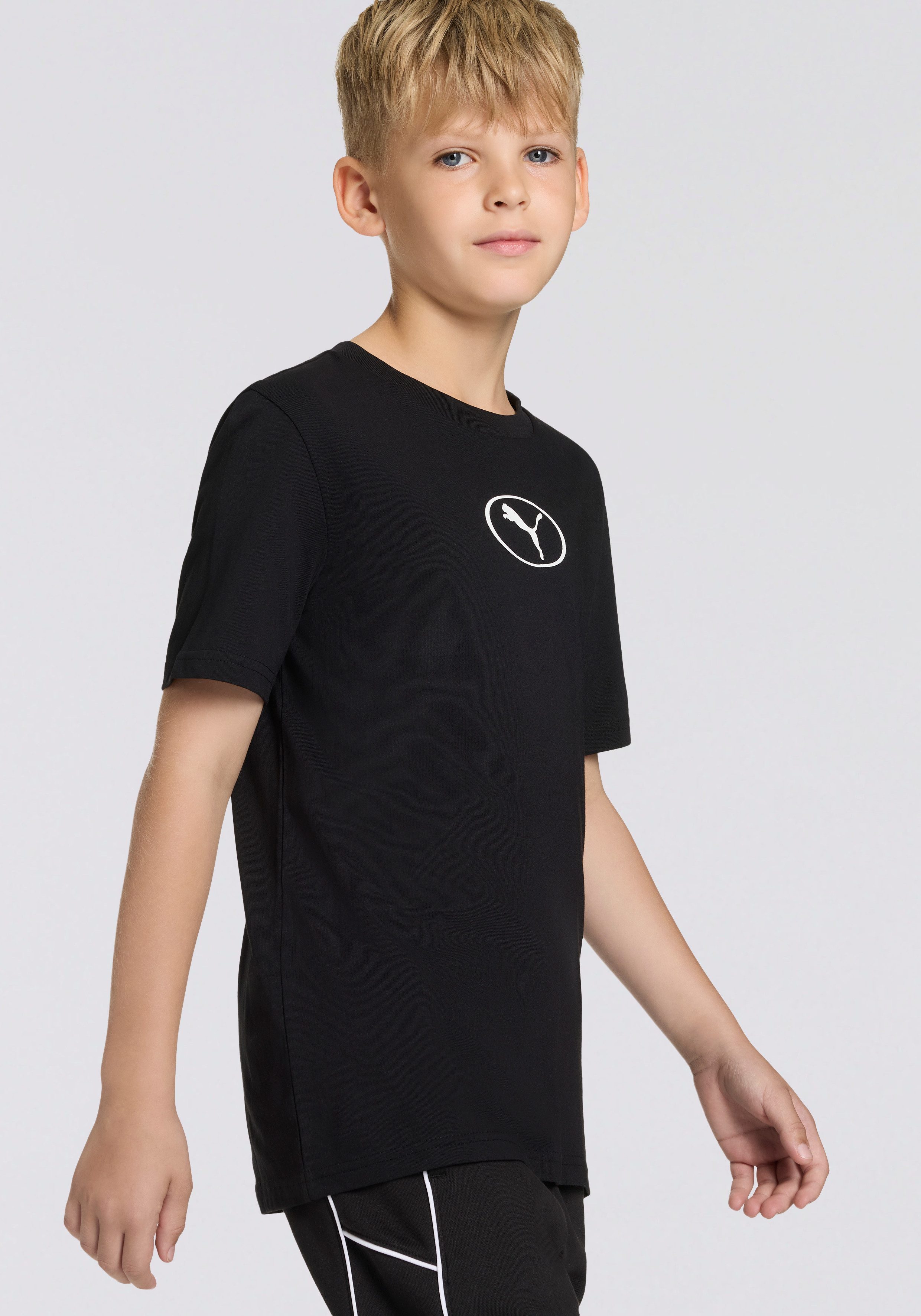 PUMA T-Shirt SPORT RIB COLLAR TEE B Kurzarm, Rundhalsausschnitt, aus Jersey-Material