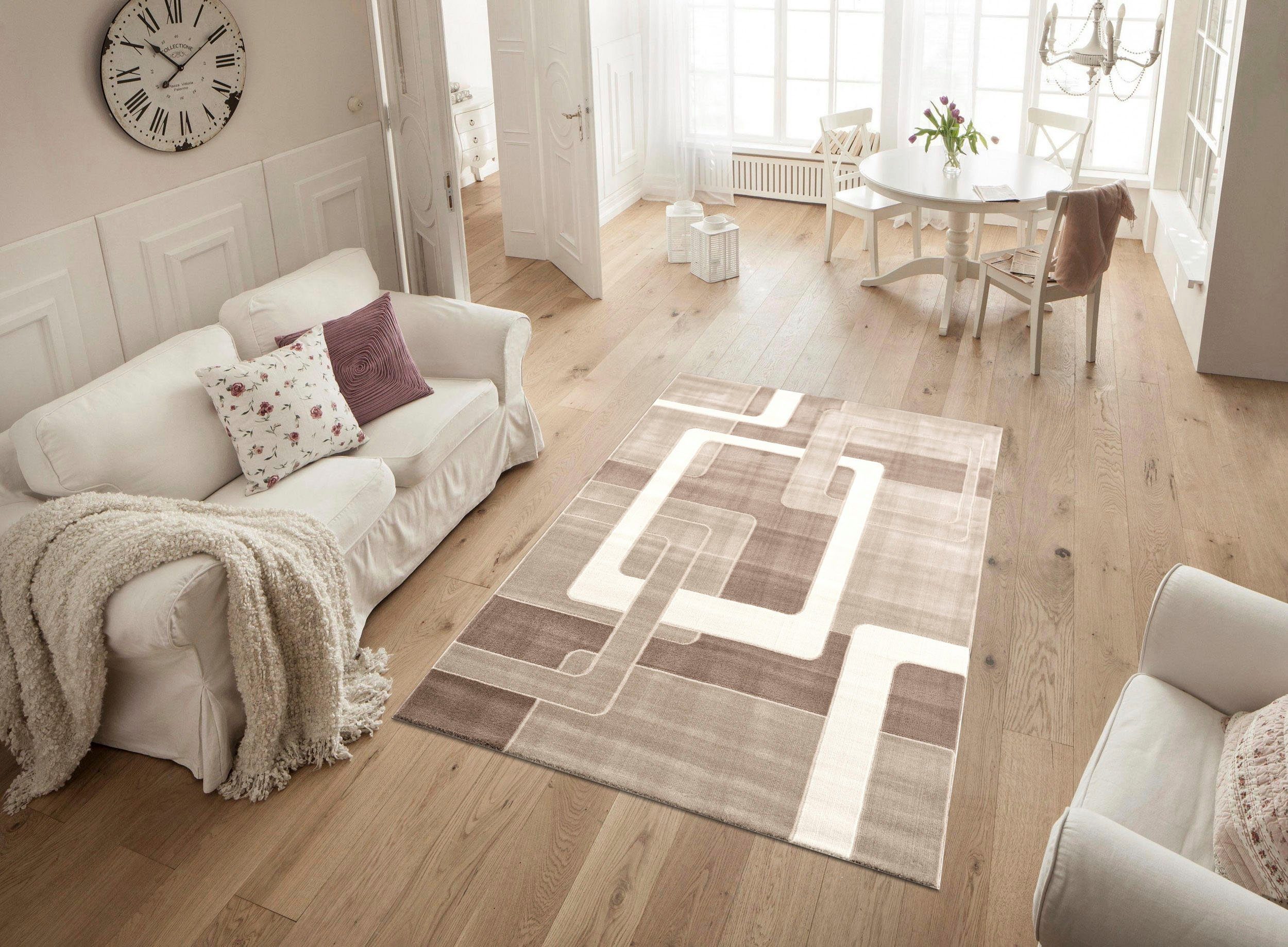 Home affaire Teppich Anesa, rechteckig, Höhe: 12 mm, mit handgearbeitetem K günstig online kaufen