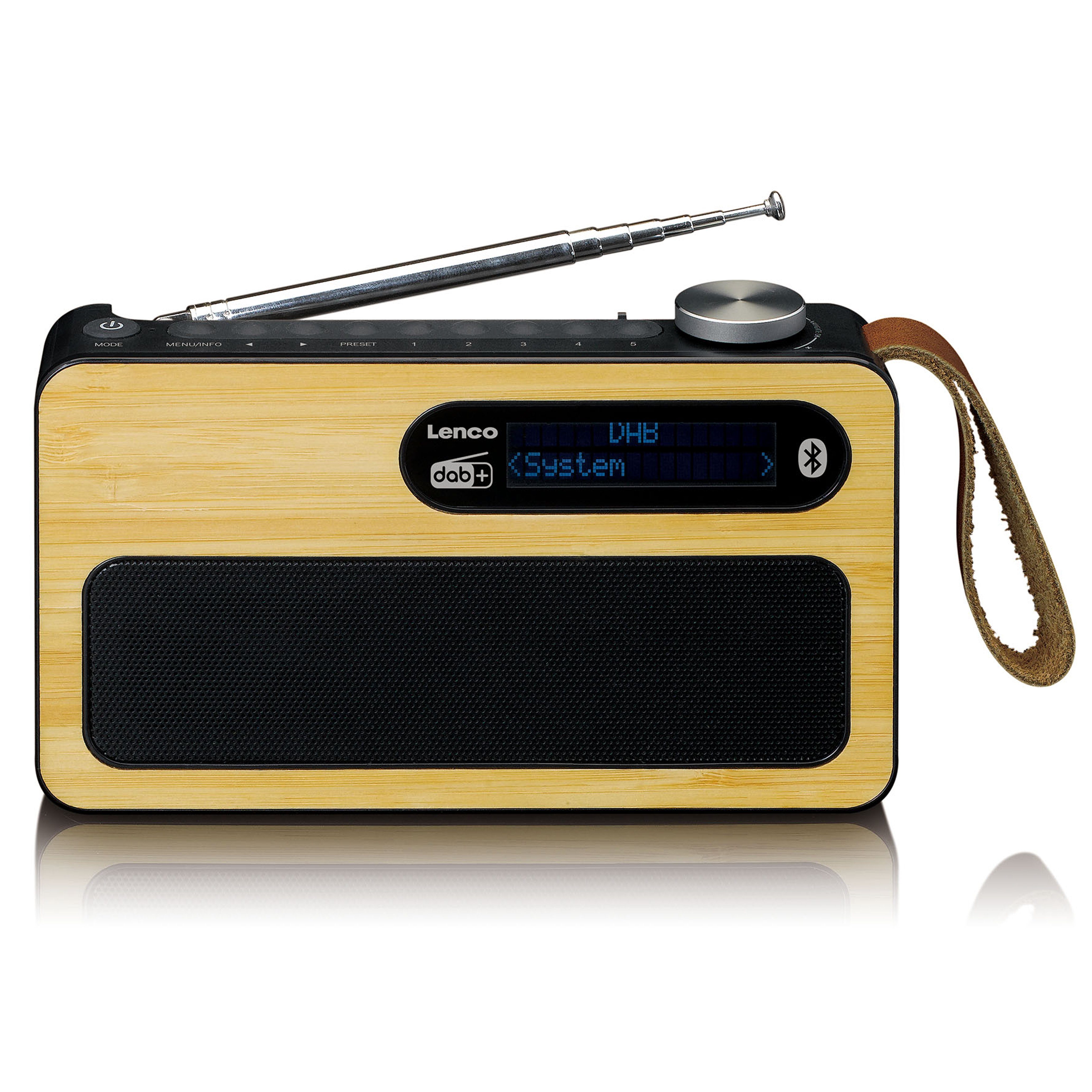 Lenco PDR-040BAMBOOBK Digitalradio (DAB) (DAB+,FM, 3 W, Bluetooth 5.0 und 12-16 Stunden Akkulaufzeit in Schwarz-Bambus Design)