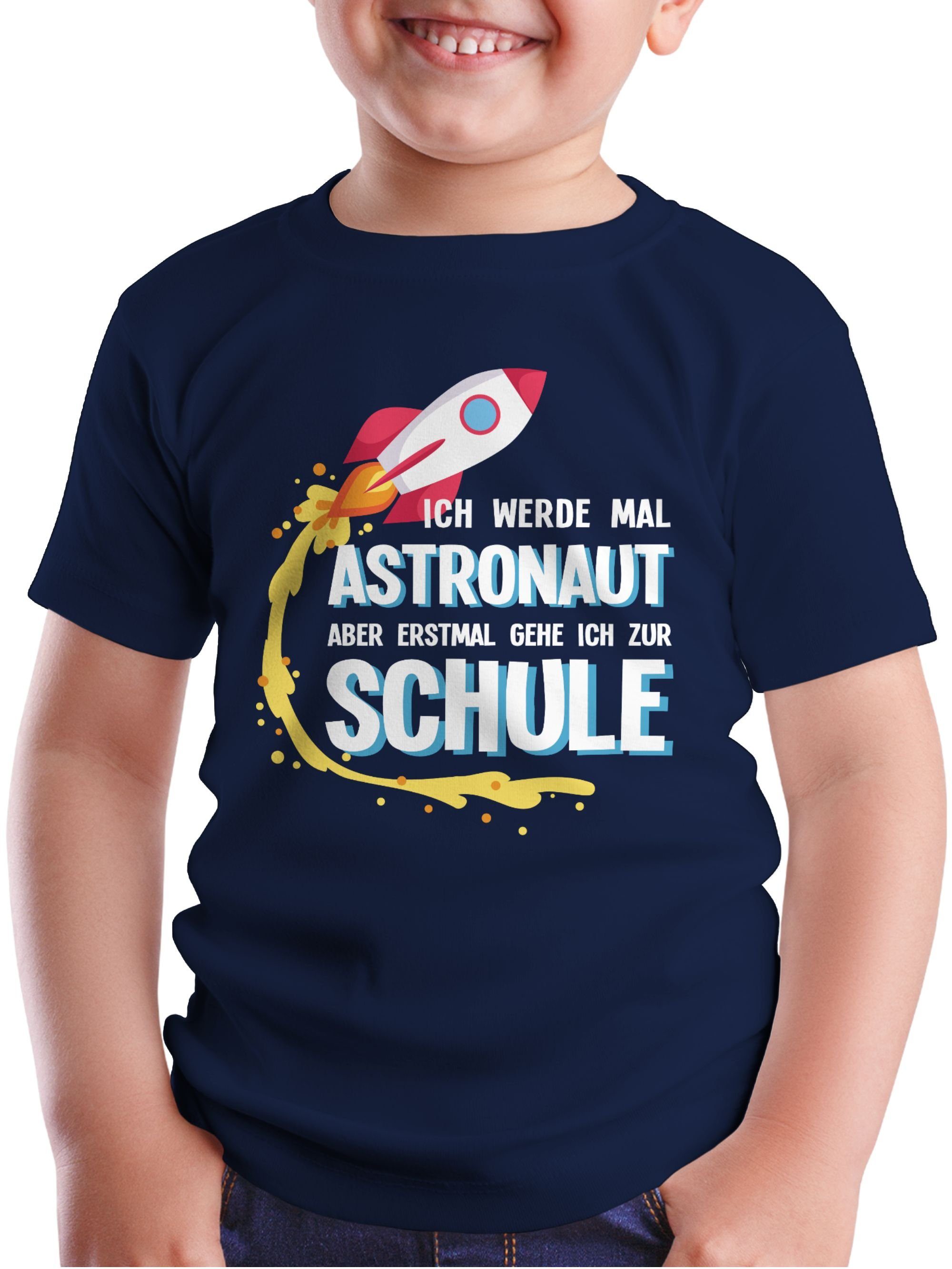 Shirtracer T-Shirt Ich werde mal Astronaut aber erstmal gehe ich zur Schule Rakete Einschulung Junge Schulanfang Geschenke