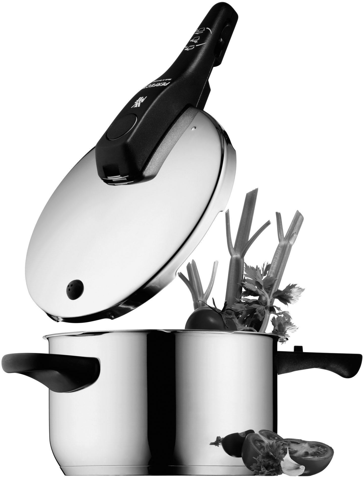 WMF Schnellkochtopf Perfect Dampfkochtopf, Cromargan® Edelstahl Rostfrei 18/10, Kochanzeige, Sicherheitssystem, einfache Reinigung