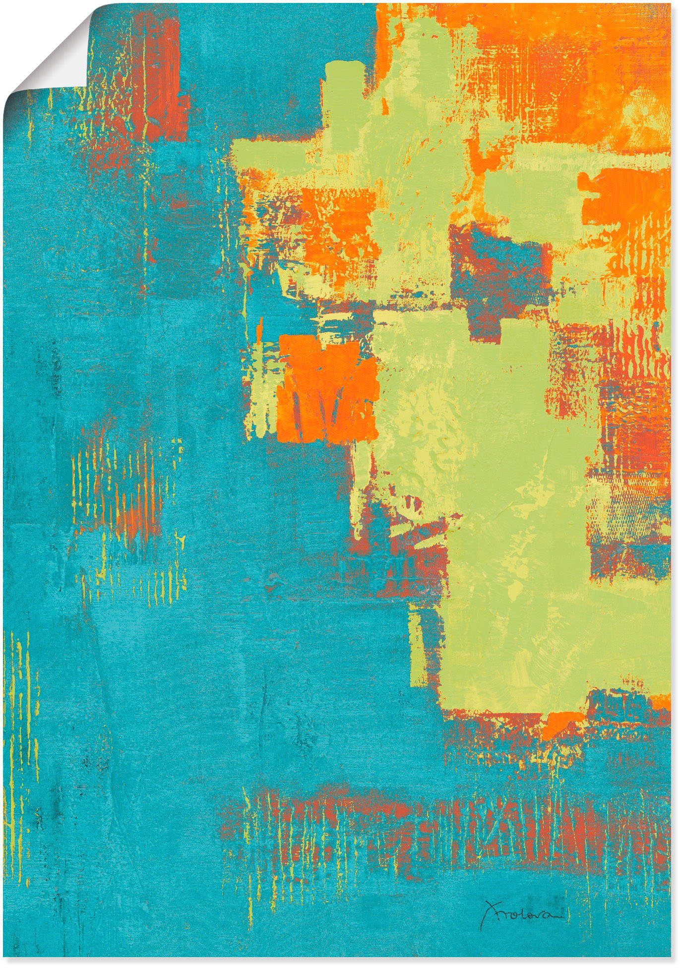 versch. oder Boulevard Sun _türkis-grün-orange, Alubild, St), Artland Leinwandbild, lit Poster als I Wandbild (1 Wandaufkleber in Gegenstandslos Größen