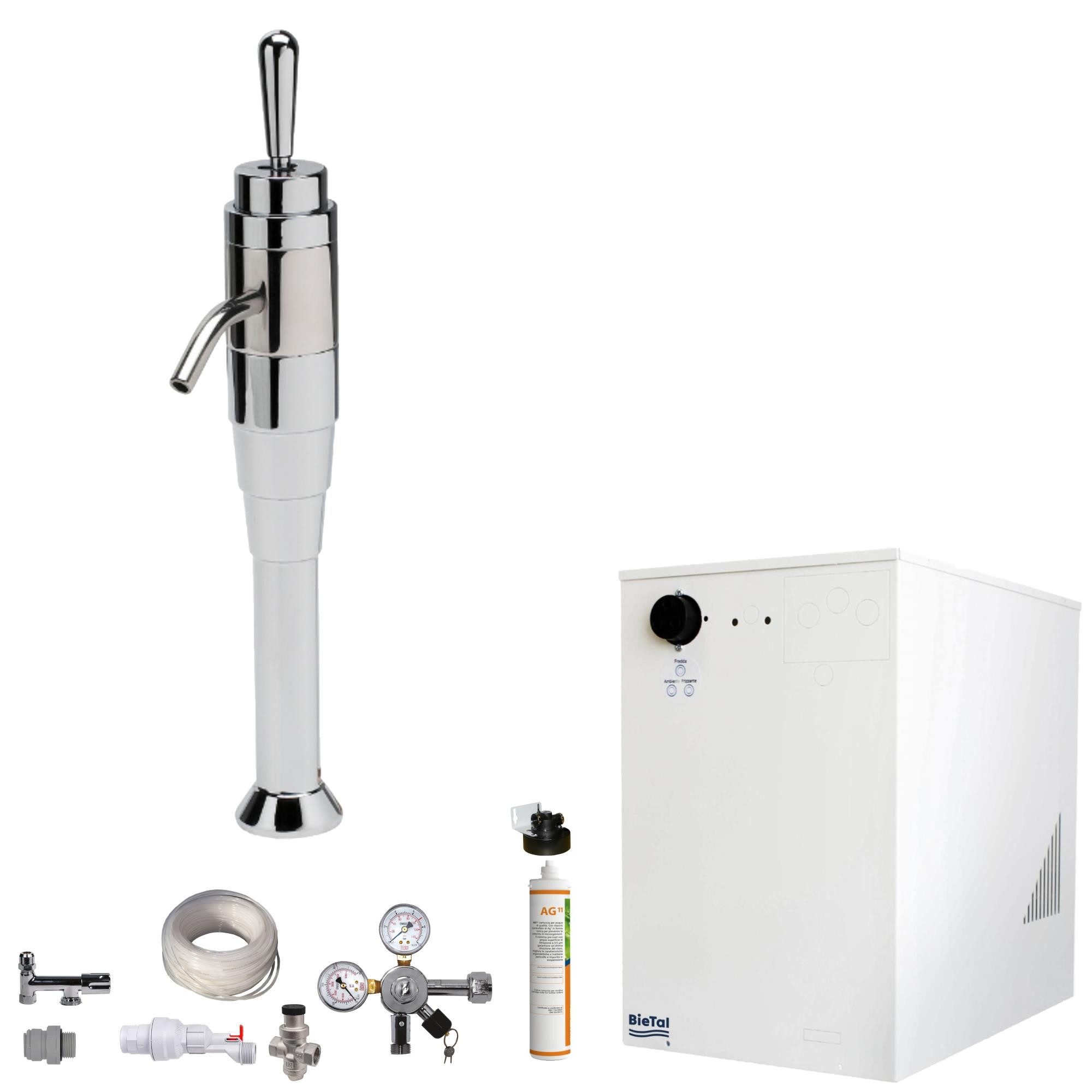 BieTal Wassersprudler Tafelwassergerät BieTal® BT-30U mit Kühlung Zapfstelle 3-Wege SET, (Set, ohne CO2 Flasche-tlg., Joystick mit Aktivkohle Filteranlage), Sprudelwasseranlage Trinkwasser Wasserspender