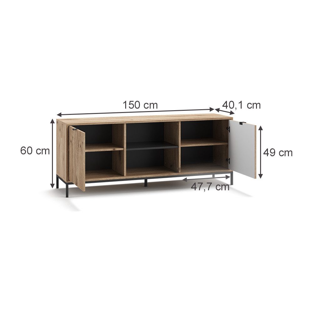 Vicco Lowboard Eliza, Viking Oak, 150 günstig online kaufen