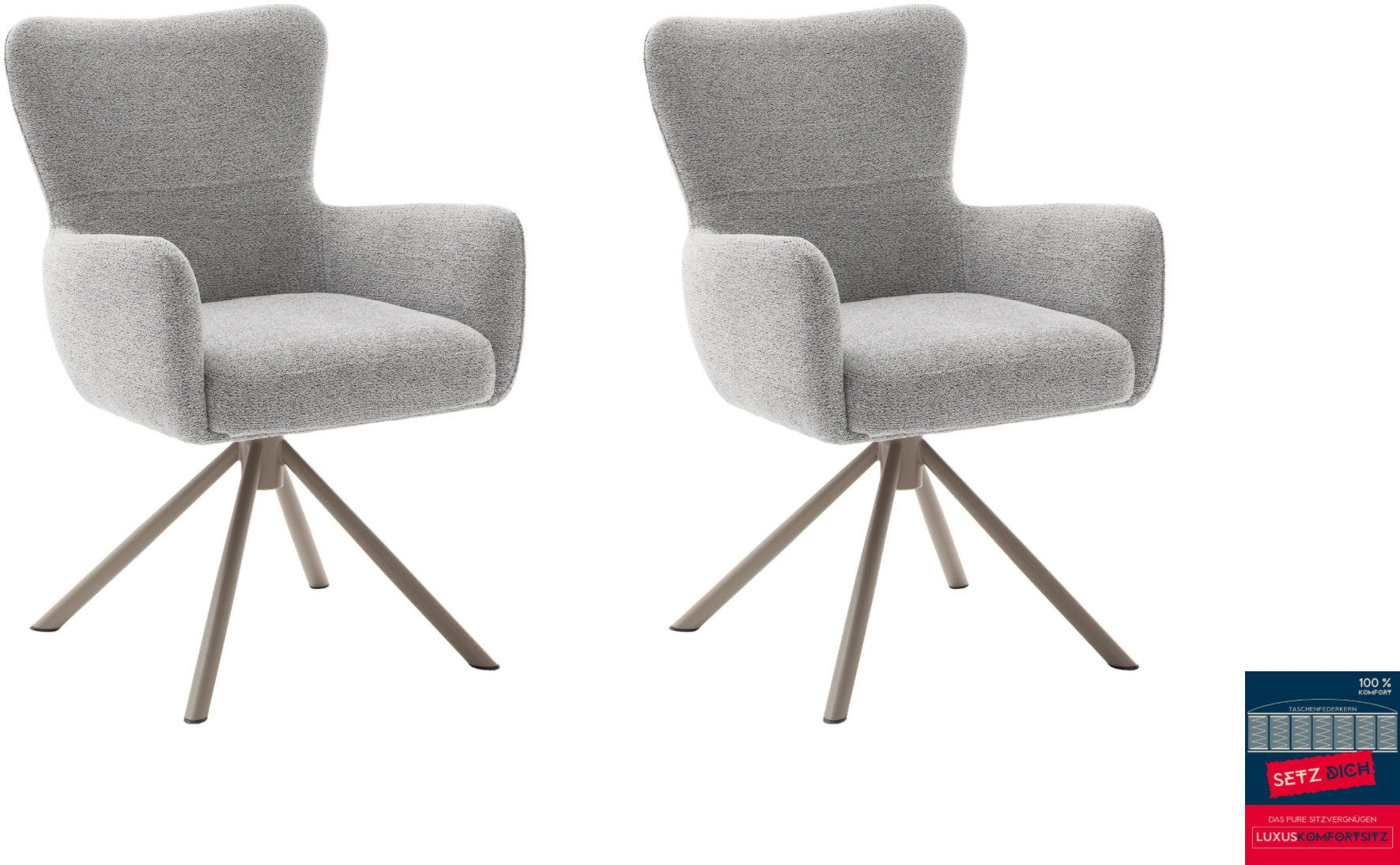 MCA furniture 4-Fußstuhl (Set, 2 St), Taschenfederkern, 360° drehbar