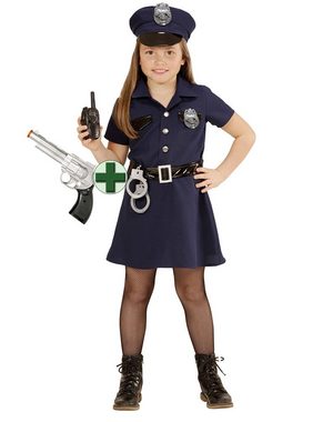 Karneval-Klamotten Polizei-Kostüm Polizistin Cop Kostüm Mädchen blau mit Pistole, Kinderkostüm Komplett Polizei mit Mütze und Pistole Faschingskostüm