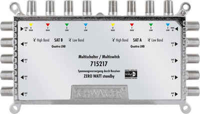 Schwaiger SAT-Multischalter 715217 (verteilt 2 Satellitenpositionen auf 8 Ausgänge), unabhängige Programmvielfalt für alle Teilnehmer