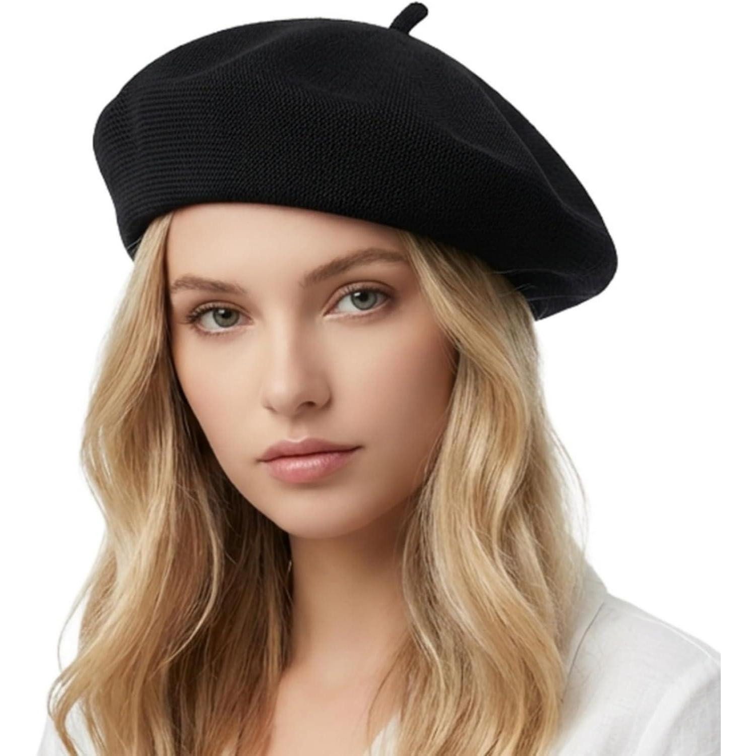 LuxusKollektion Baskenmütze Baskenmütze Damen Barett Beanie Cap Sommer Freizeit 56-58 Schwarz
