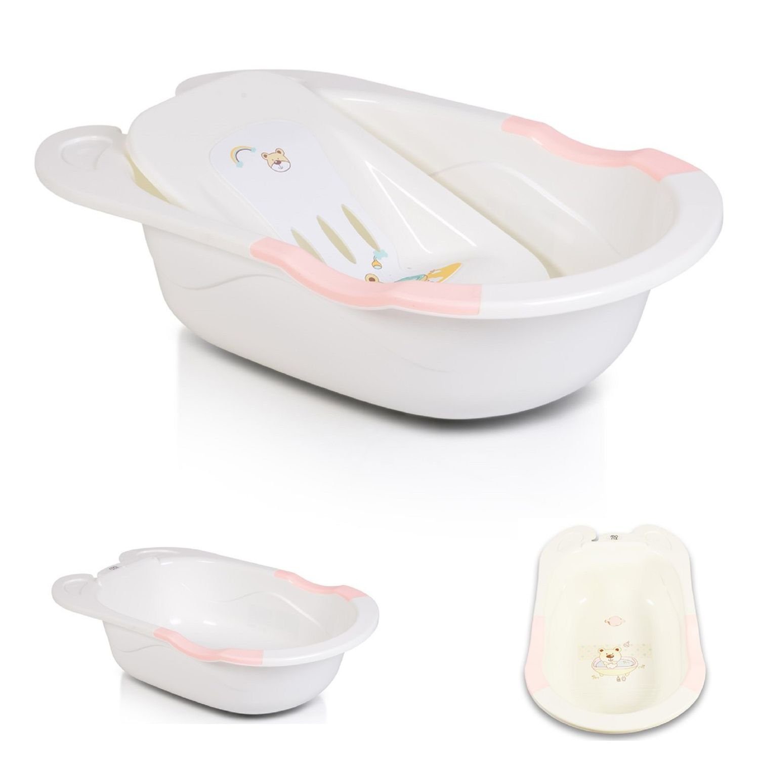 Moni cm, Babybadewanne Innenmatte mit rosa Wasserablauf, herausnehmbare Starfish 86 Babybadewanne