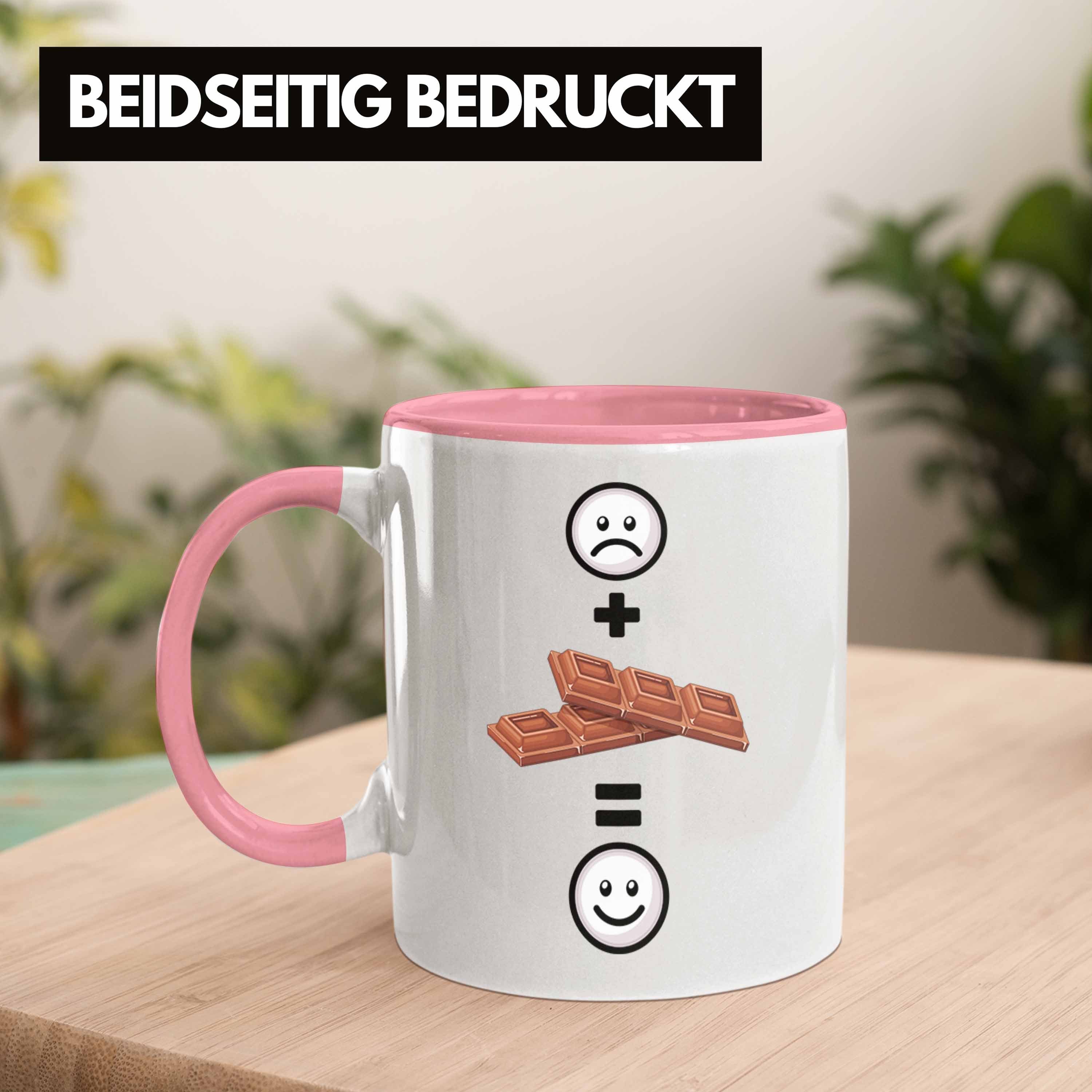 Schokolade Schoko-Liebhaber Rosa Tasse Lustige :( Tasse Trendation für Geschenk Geschenkidee
