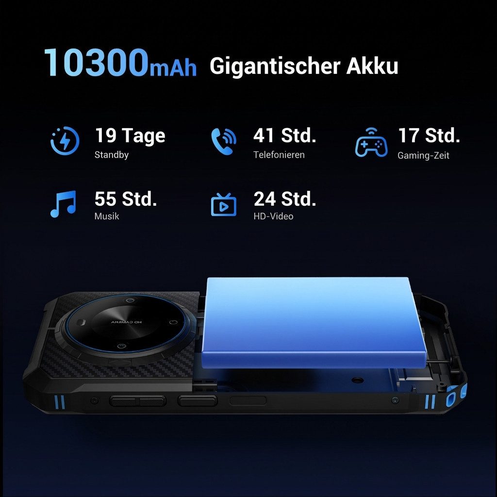 Fossibot F105 Outdoor-Handy 10300mAh, 4GB RAM +64GB ROM, IP68/IP69K Smartphone (6,745 Zoll, 64 GB Speicherplatz, 20 MP Kamera, HD+, Android 14, Bluetooth 5.0)