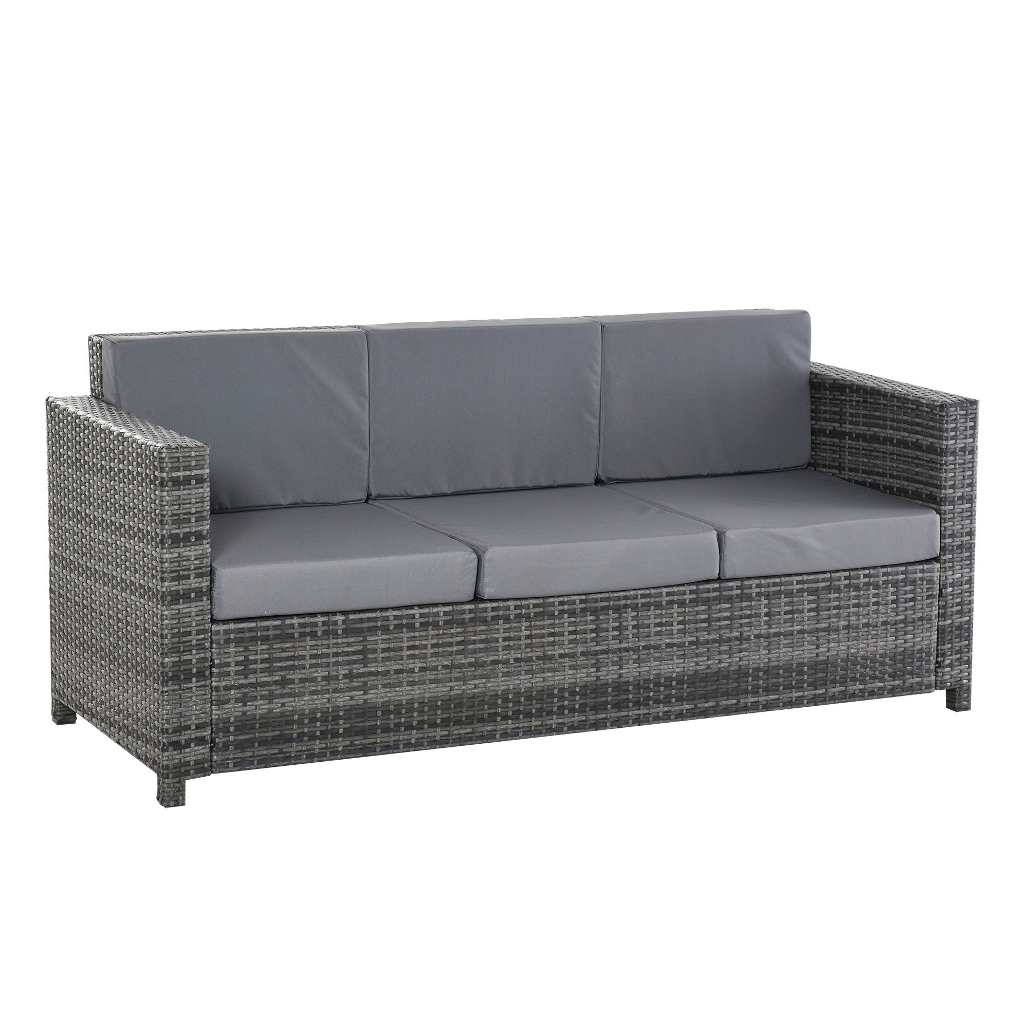 Outsunny Loungesofa Poly-Rattan Sofa mit Kissen günstig online kaufen