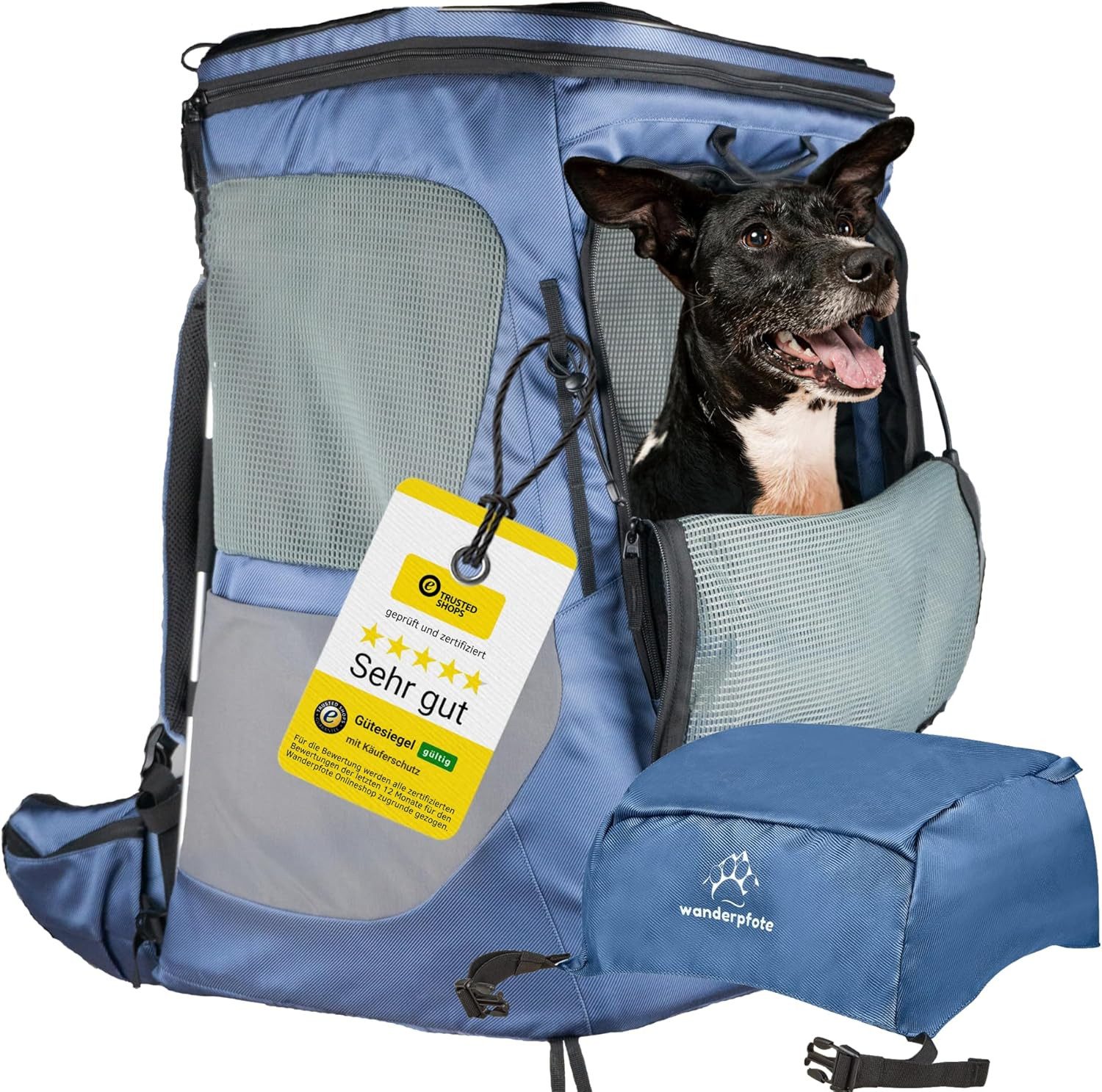 Wanderpfote Tiertransporttasche Daypack Hunderucksack - Höhenverstellbarem Tragesystem