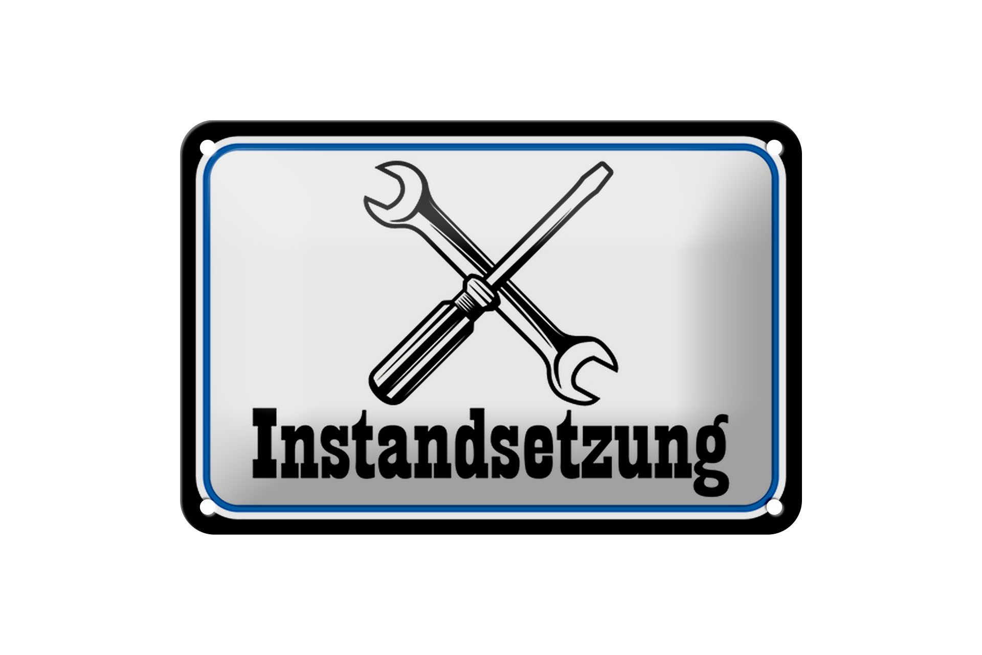 Femer GmbH Metallschild Spruch 18x12cm Instandsetzung Reparatur, (1 St), gewölbte Oberfläche, abgerundete Ecken, umgeschlagene Kanten