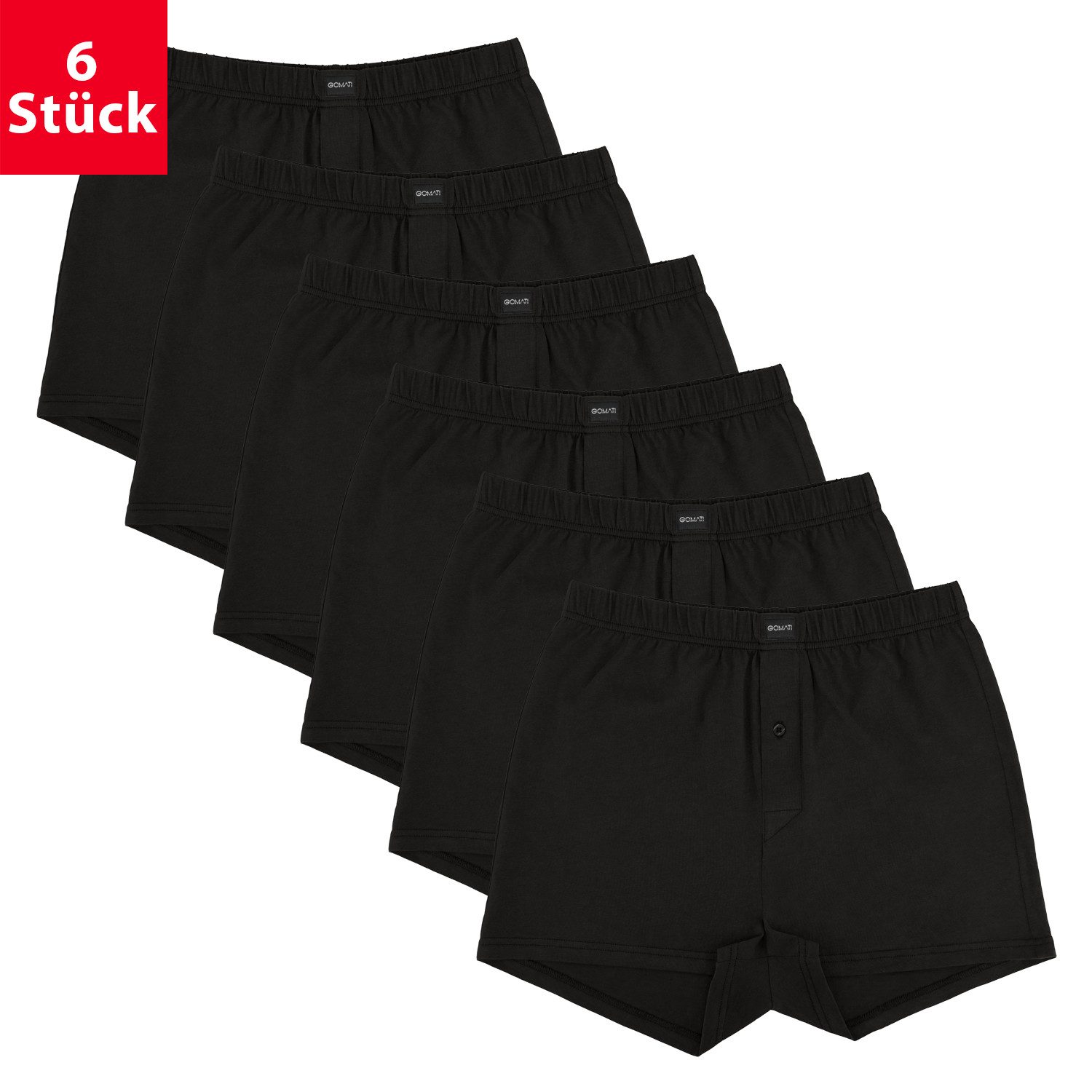 Gomati Boxershorts 6er Pack Herren Jersey Boxershorts Baumwolle günstig online kaufen