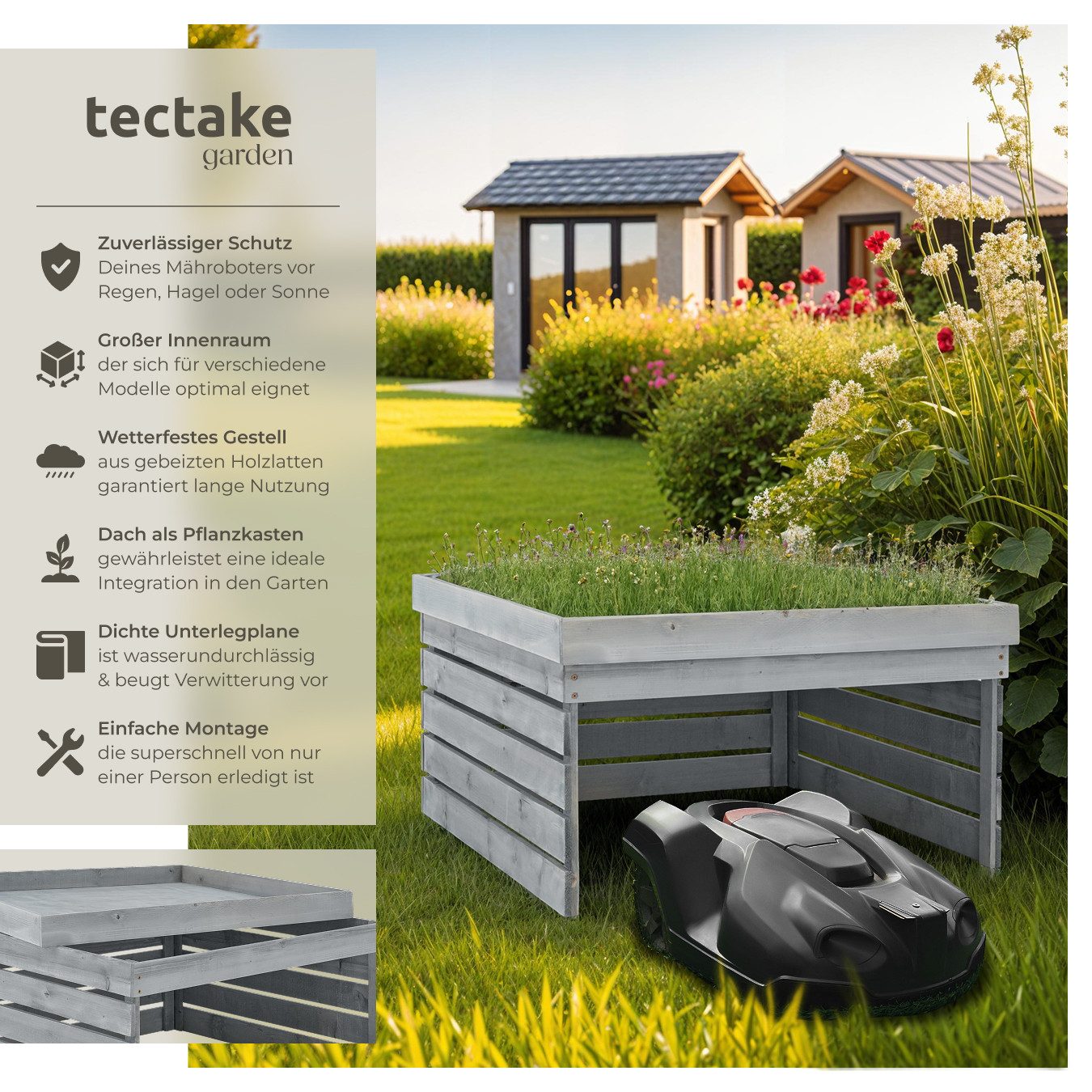 tectake Mähroboter-Garage Rasenmäher-Roboter-Garage, für Rasenmäher, (84 günstig online kaufen