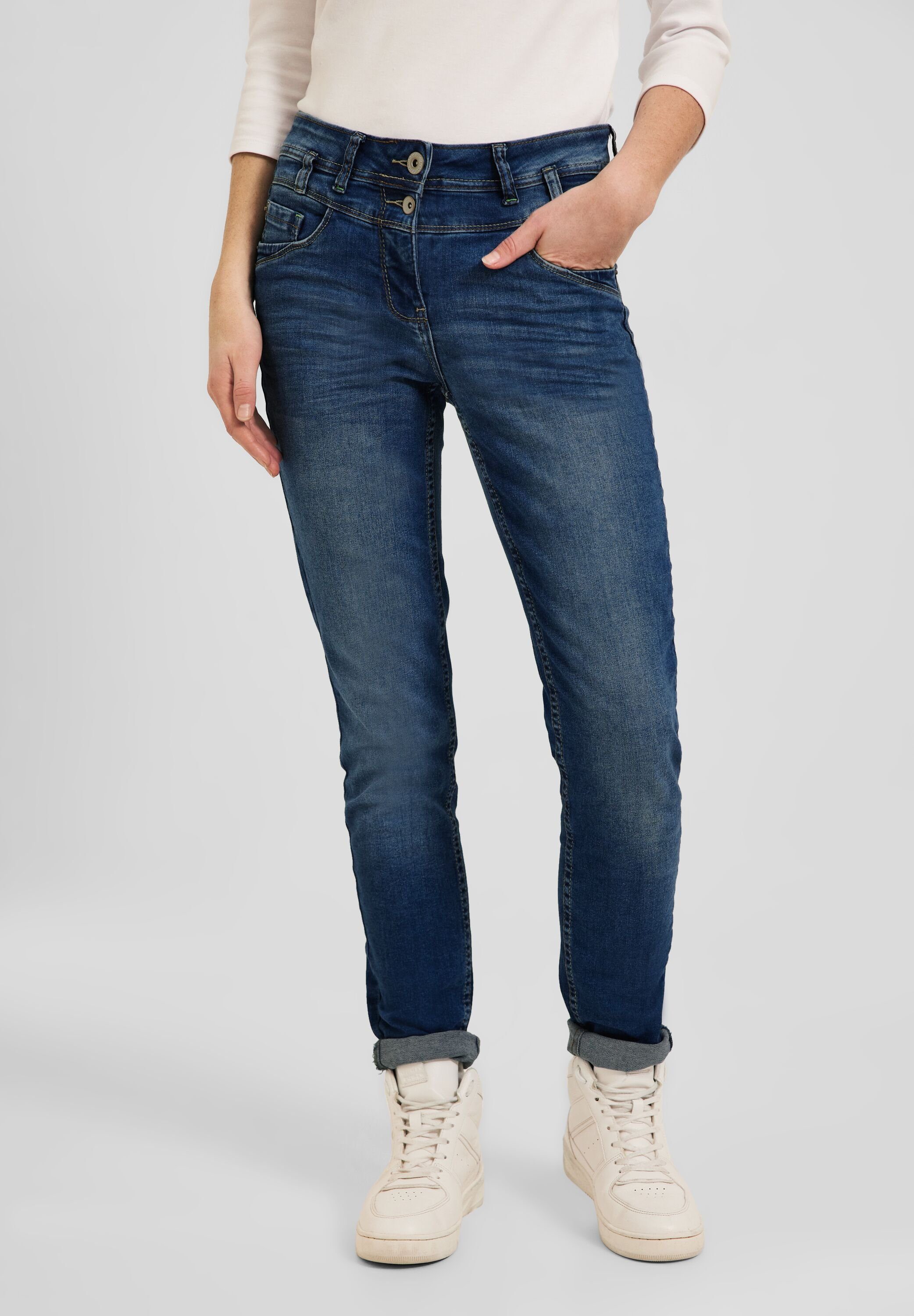 Cecil Slim-fit-Jeans Cecil Slim Fit Jeans in Mid Blue Wash (1-tlg) Five  Pockets, Basicstyle Jeans Toronto von CECIL, Denimhose in mittelblauer  Waschung