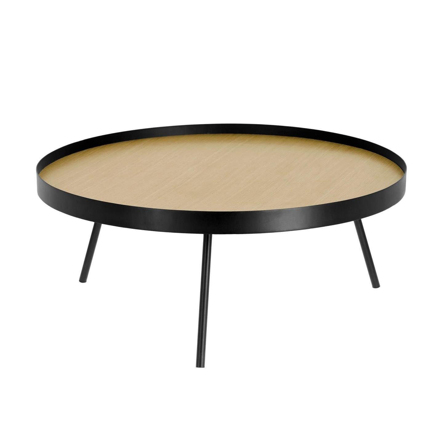 Beistelltisch Couchtisch Nenet MDF Eicheneffekt und Stahl Ø84cm Beistelltisch