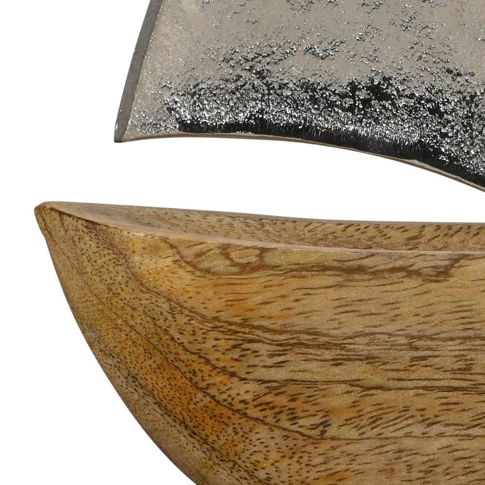 BOLTZE Dekoobjekt Dekoboot SAILING braun silber aus Holz und Aluminium H24cm Segelschiff