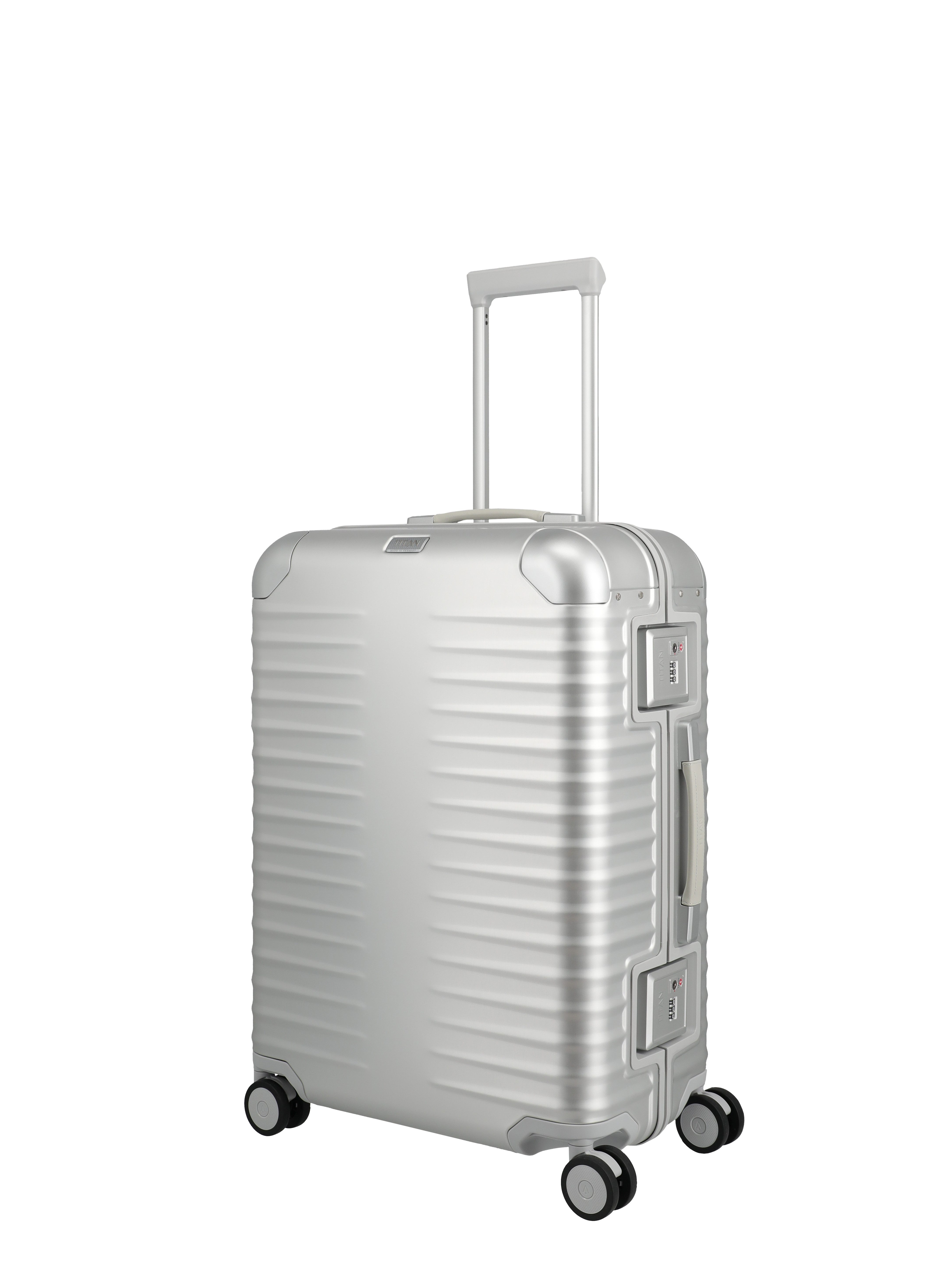 TITAN - Made in Germany Trolley ETERNITY Aluminium Koffer, 4 Rollen, TSA-Rahmenverschluss, smarte Innenaufteilung & Flüsterrollen