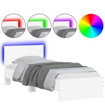 vidaXL Bettgestell Bettgestell mit Kopfteil und LED-Leuchten Weiß 75x190 cm