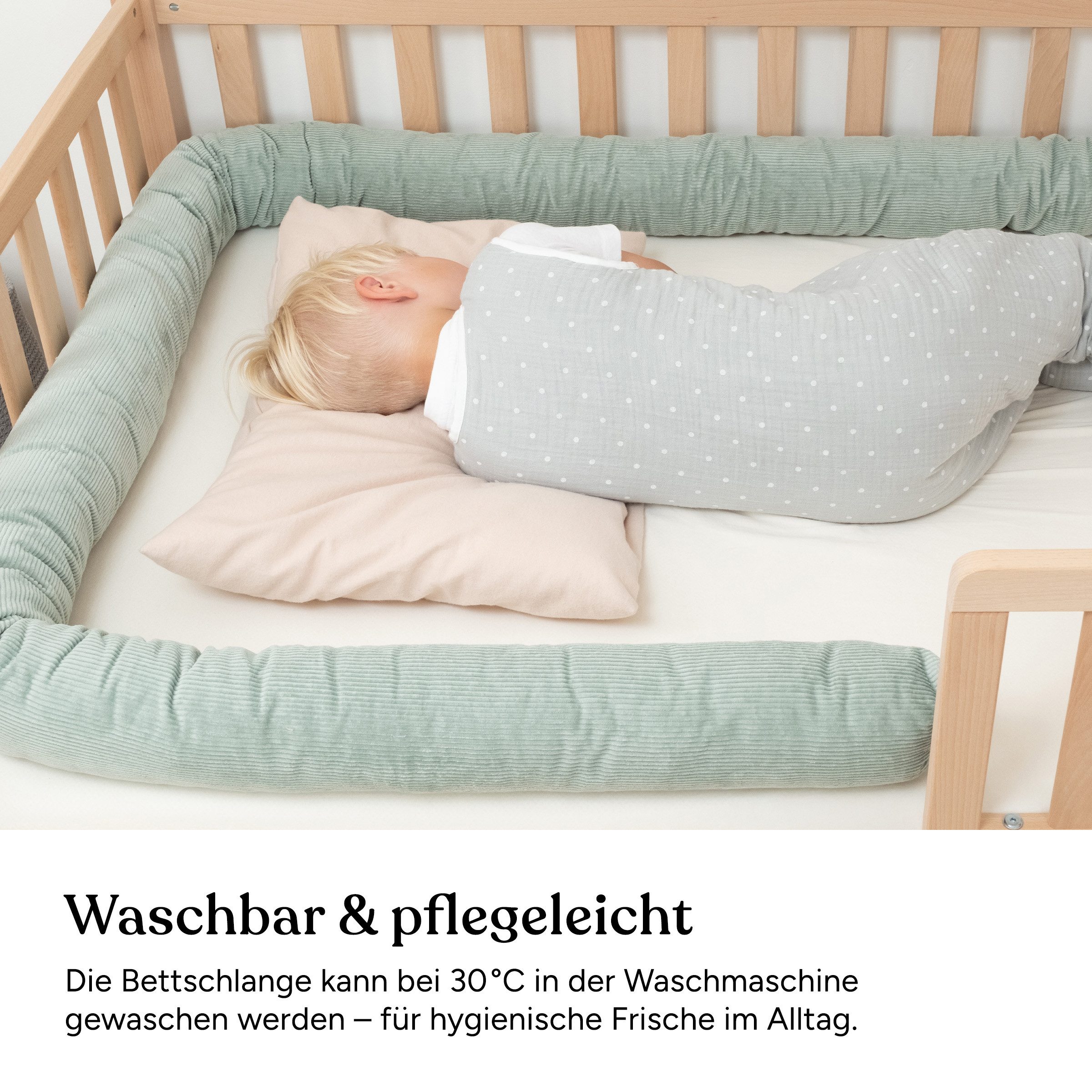 Ehrenkind Nestchenschlange Bettschlange Cord aus 100% Bio-Baumwolle, Schutz und Geborgenheit, (Kuschelschlange, Bettumrandung Babybett), Bettschlange Baby – Bild 5 von 5