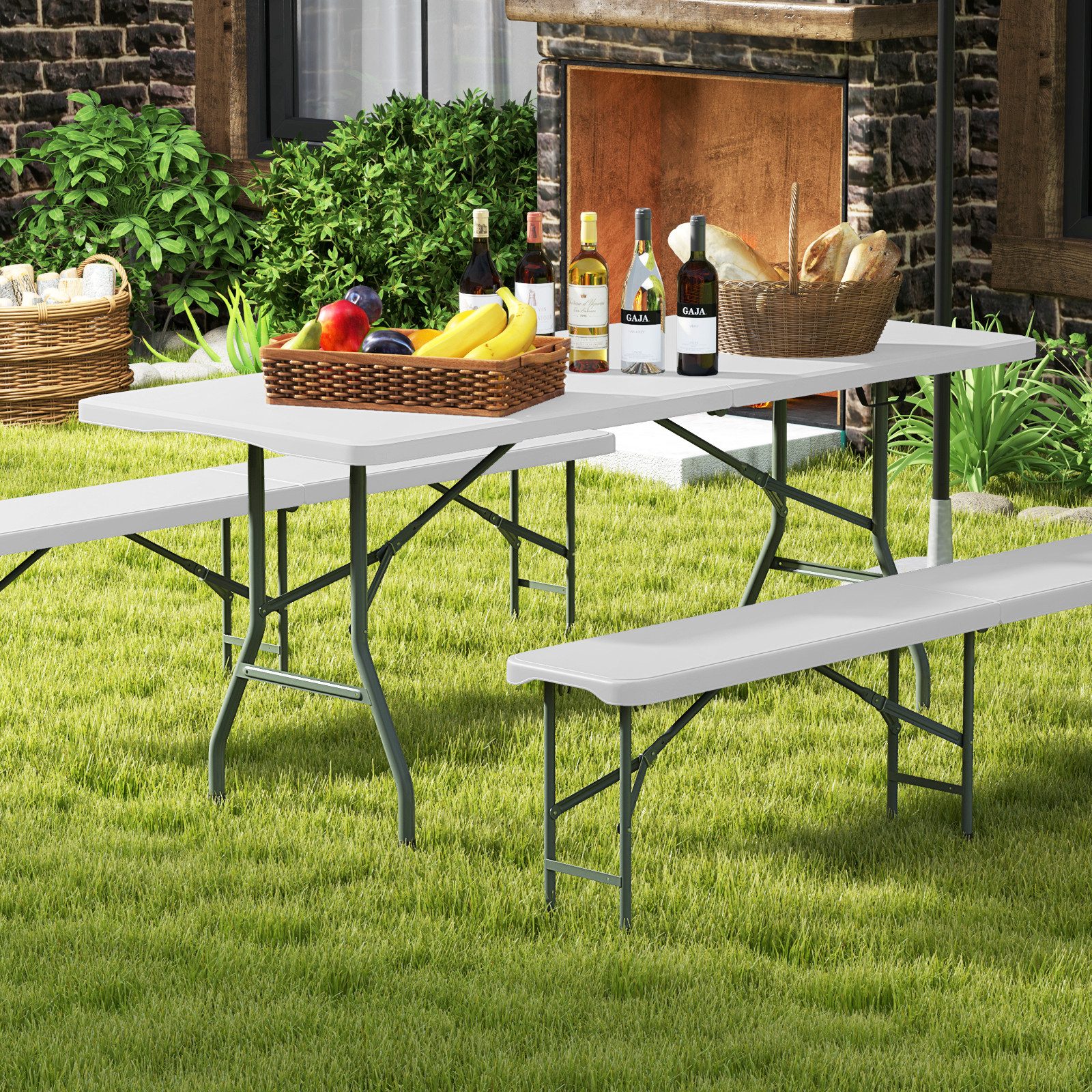 COSTWAY Campingtisch, 180cm tragbarer Klapptisch, bis 160 kg belastabr