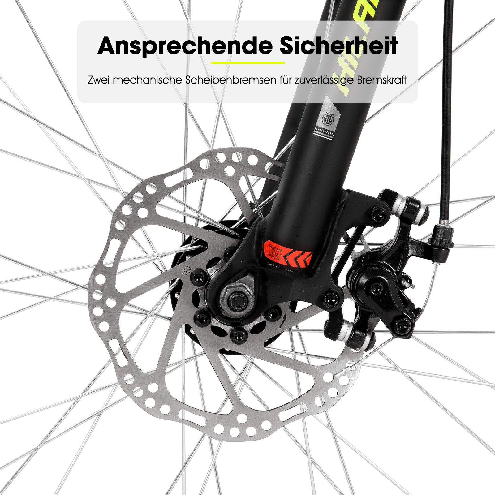 HILAND Mountainbike 26/27,5 Zoll MTB für Männer, Frauen, Student, Fahrräder für Gelände, Mit 18 Gang, Doppelte Scheibenbremsen, Federgabel, Fender – Bild 5 von 5