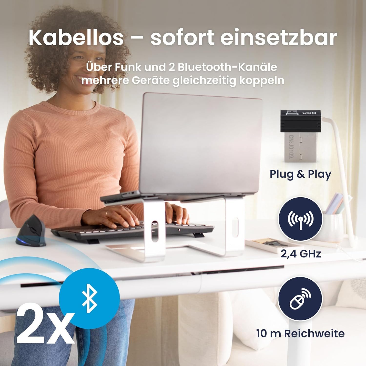 Ergotopia Wavelet - Ergonomische Bluetoothtastatur für schmerzfreies Tippen ergonomische Tastatur