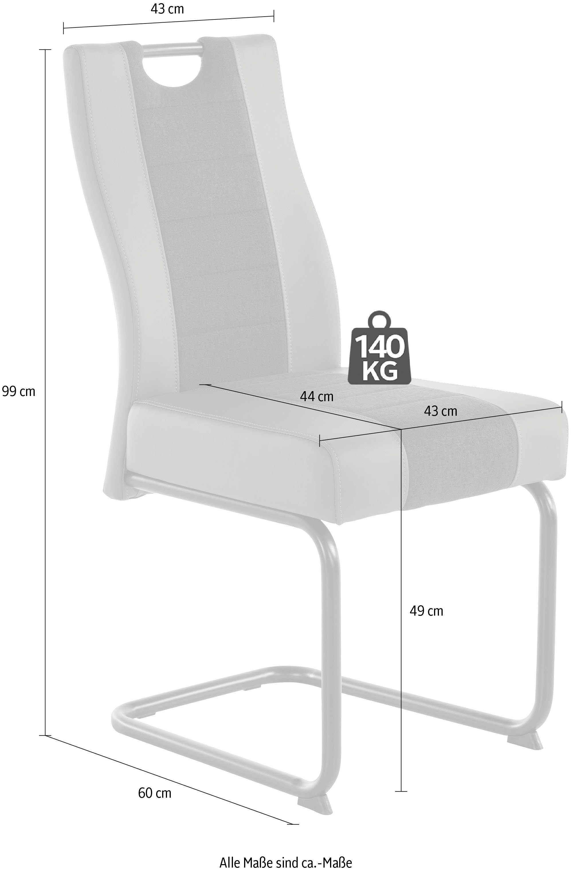 HELA Stuhl Erika 2 | Stück, 4 Federkern 2 (Set, Grau/Anhtrazit St), Polsterung oder S Grau/Anhtrazit komfortable